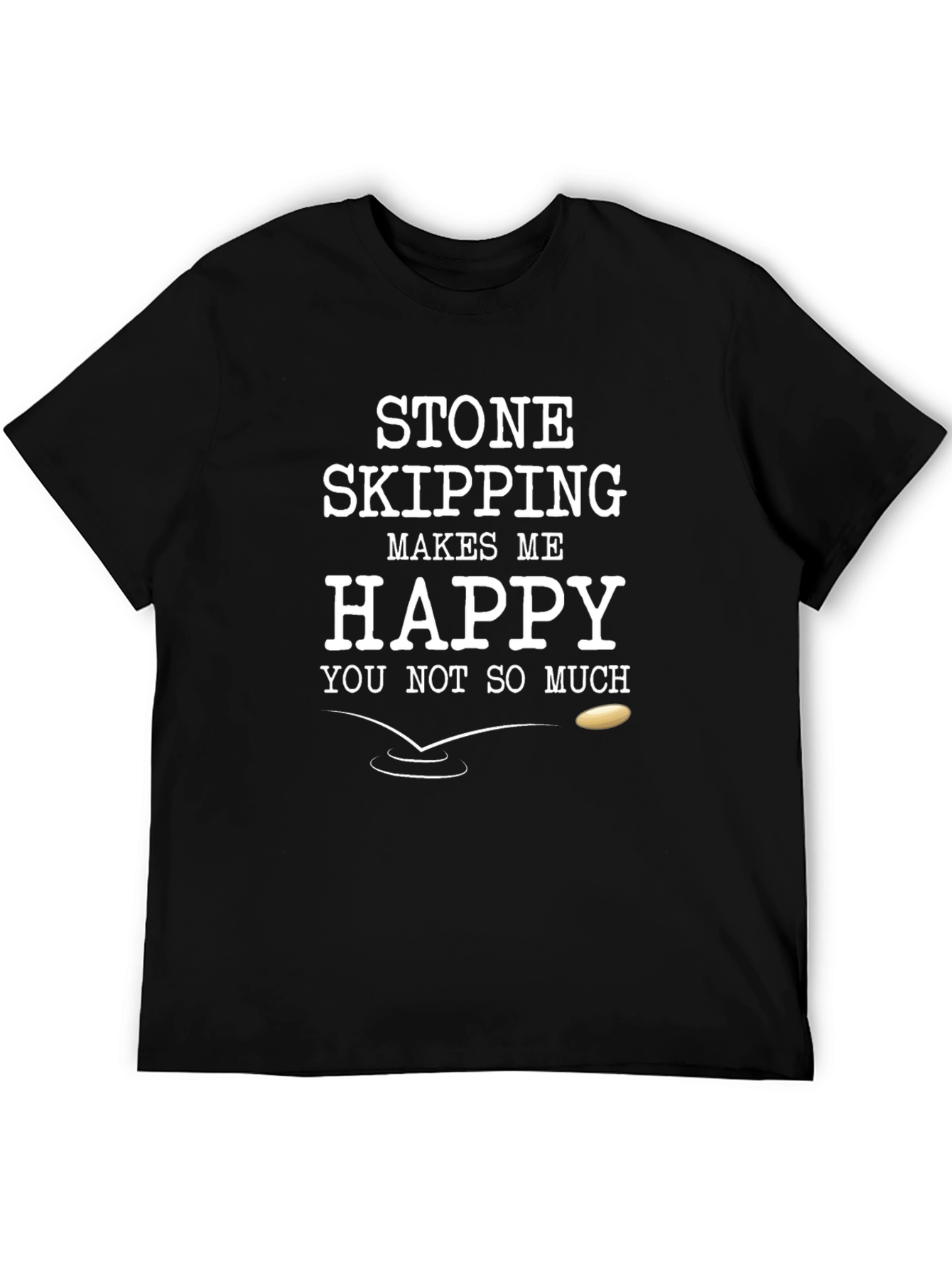 Black Stone Skipping T-Shirt Funny Men's Black Cotton Tee view 5