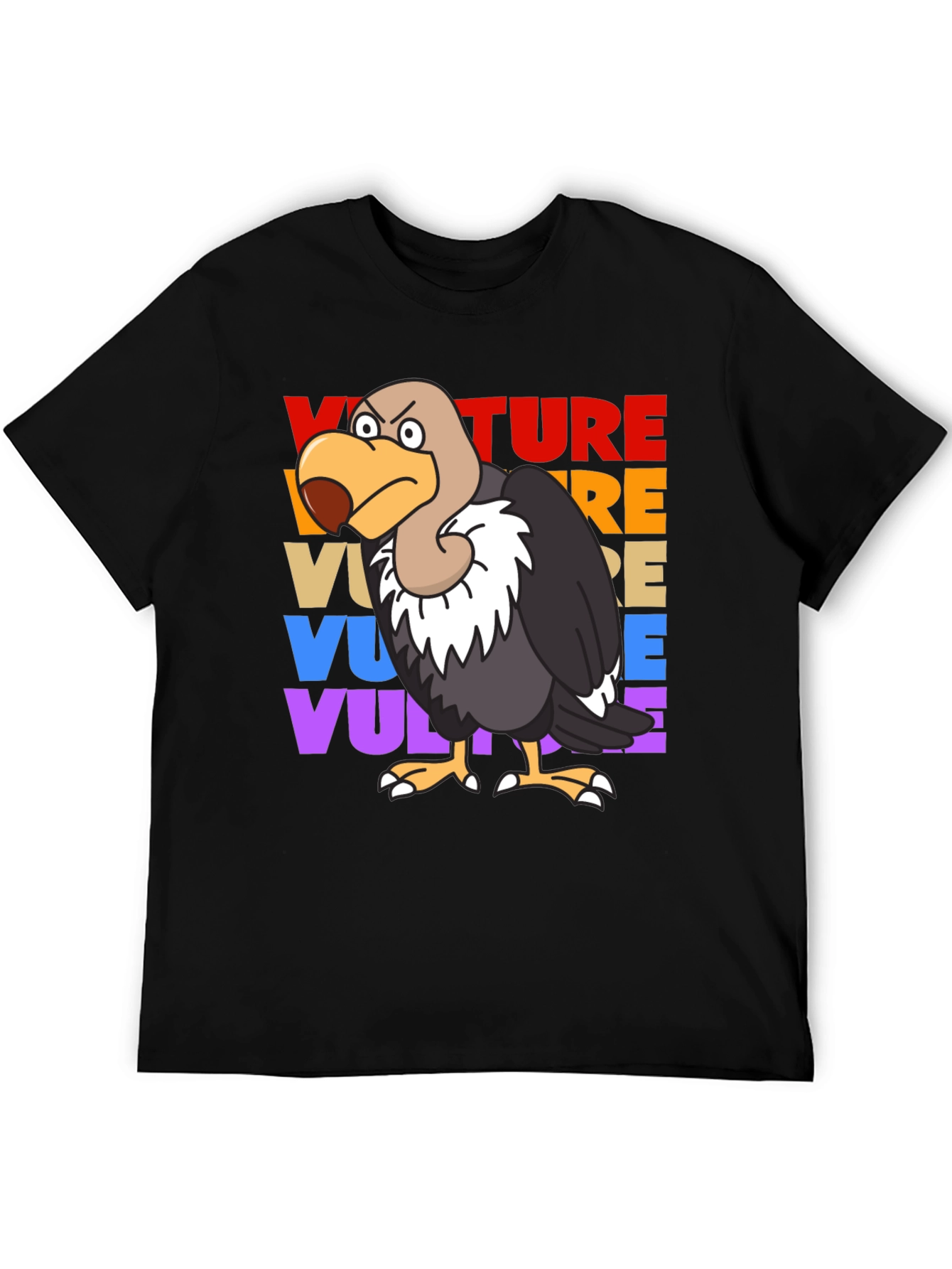 Black Vulture T-Shirt - Retro Style Cartoon Bird Tee view 5