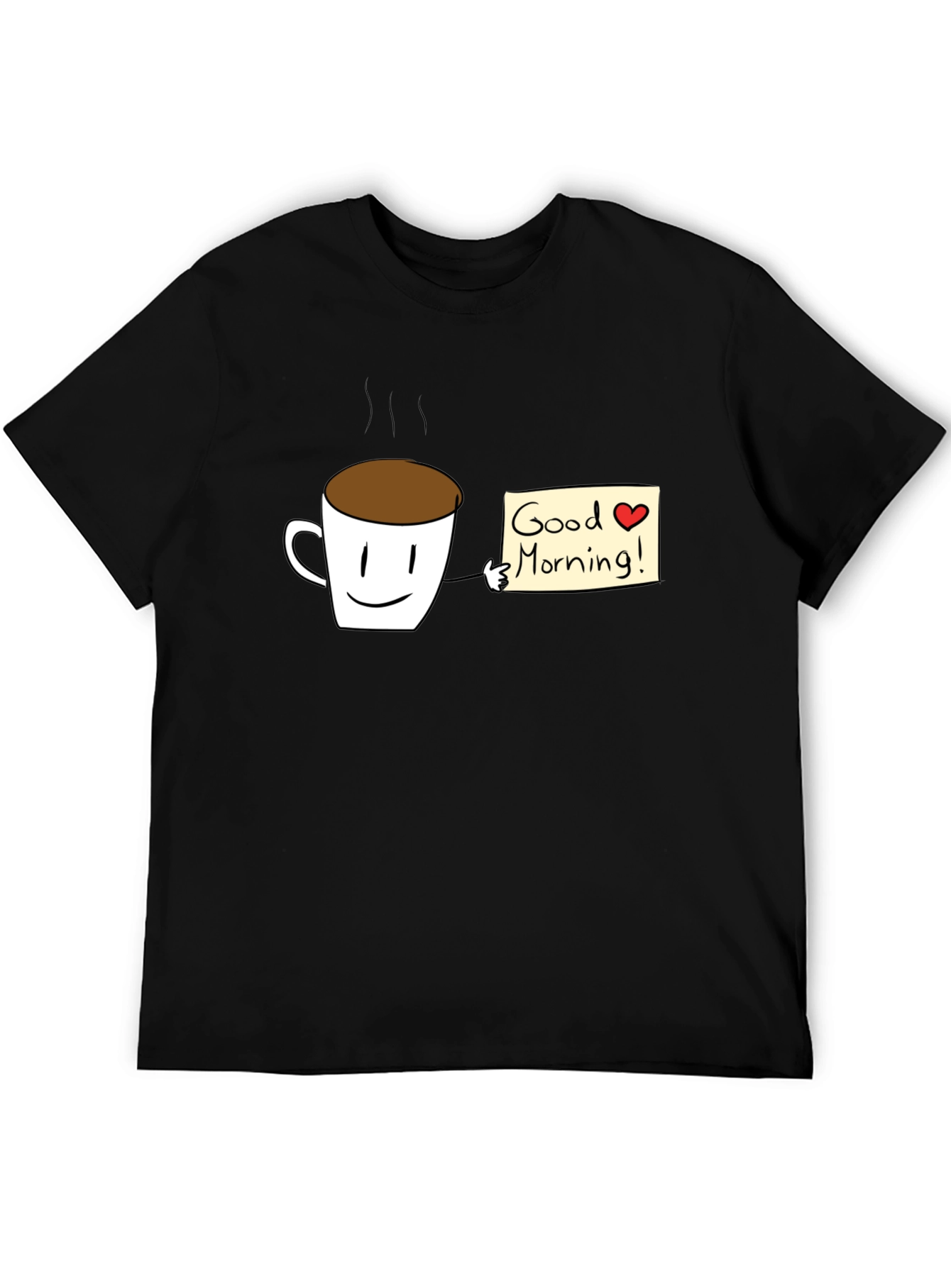 Black Good Morning Coffee Graphic T-Shirt - Black view 5