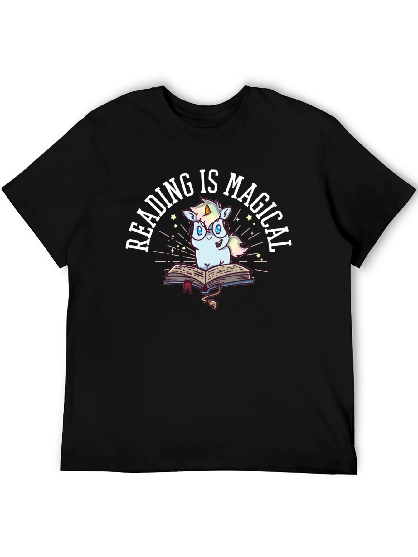 Black Reading Is Magical Unicorn T-Shirt view 5