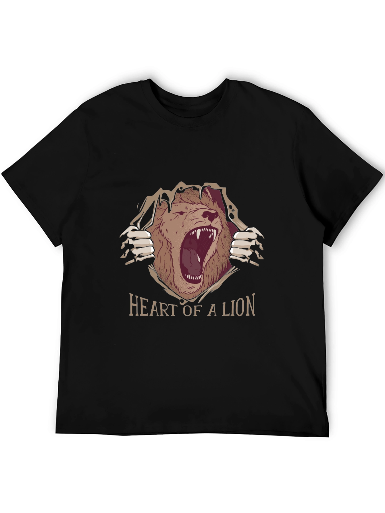Black Heart of a Lion Graphic Tee - Black view 5