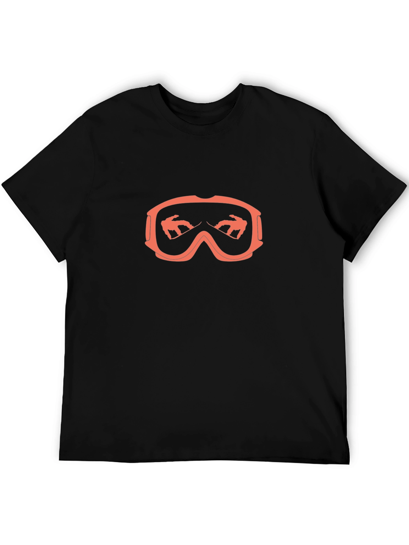 Black Snowboard Goggles Graphic Tee - Black Cotton T-Shirt view 5