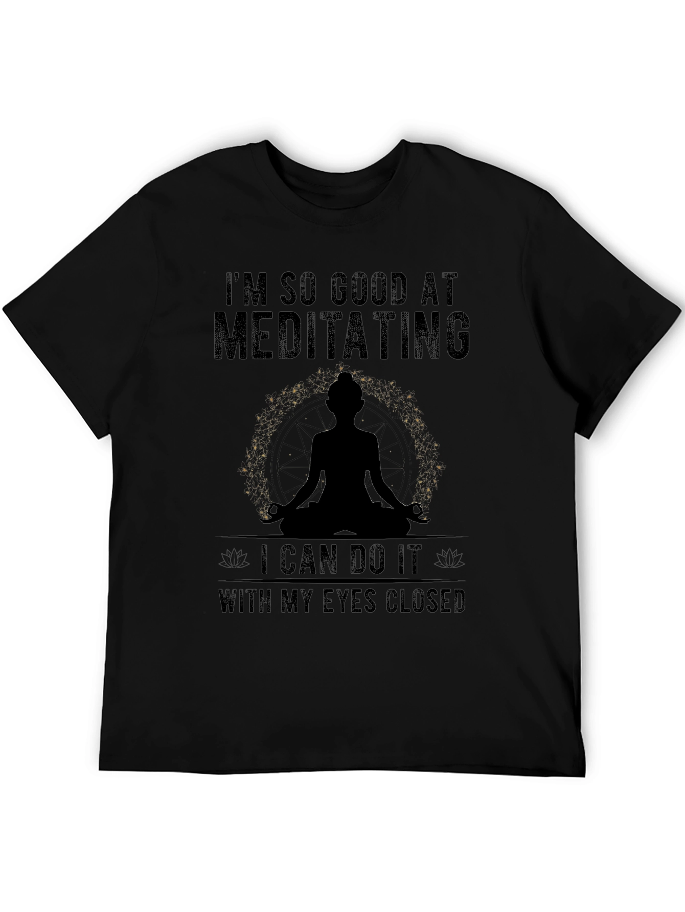 Black Meditating Graphic T-Shirt - Men's Black Tee view 5