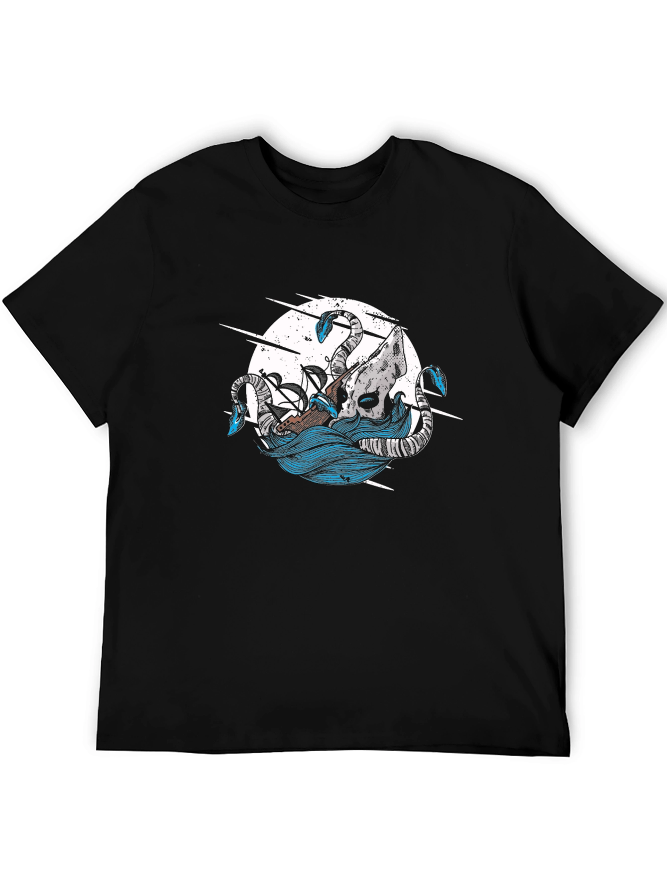 Black Kraken Attack Graphic Tee - Nautical Style view 5