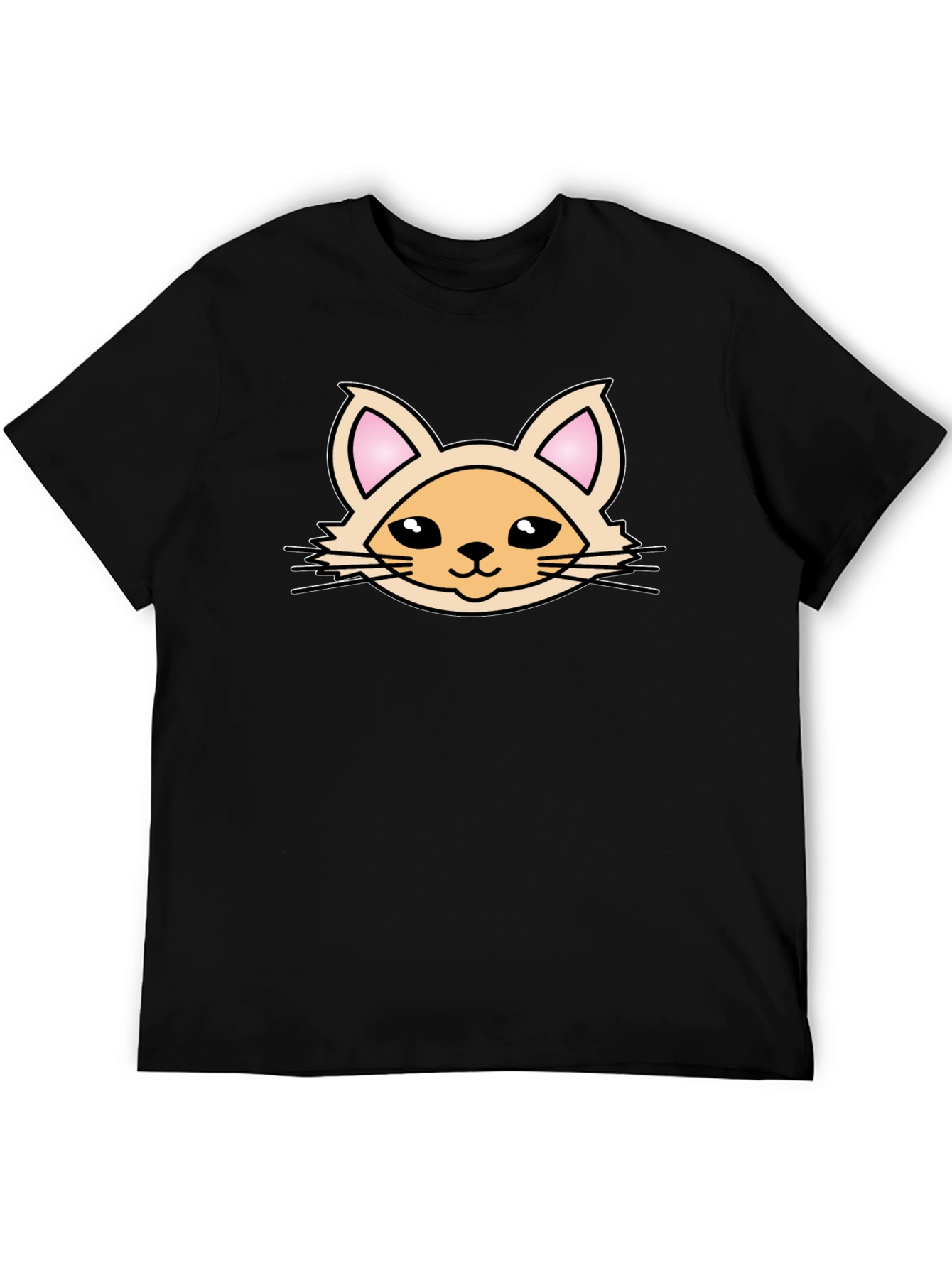 Black Cute Cartoon Cat Graphic T-Shirt - Black view 5