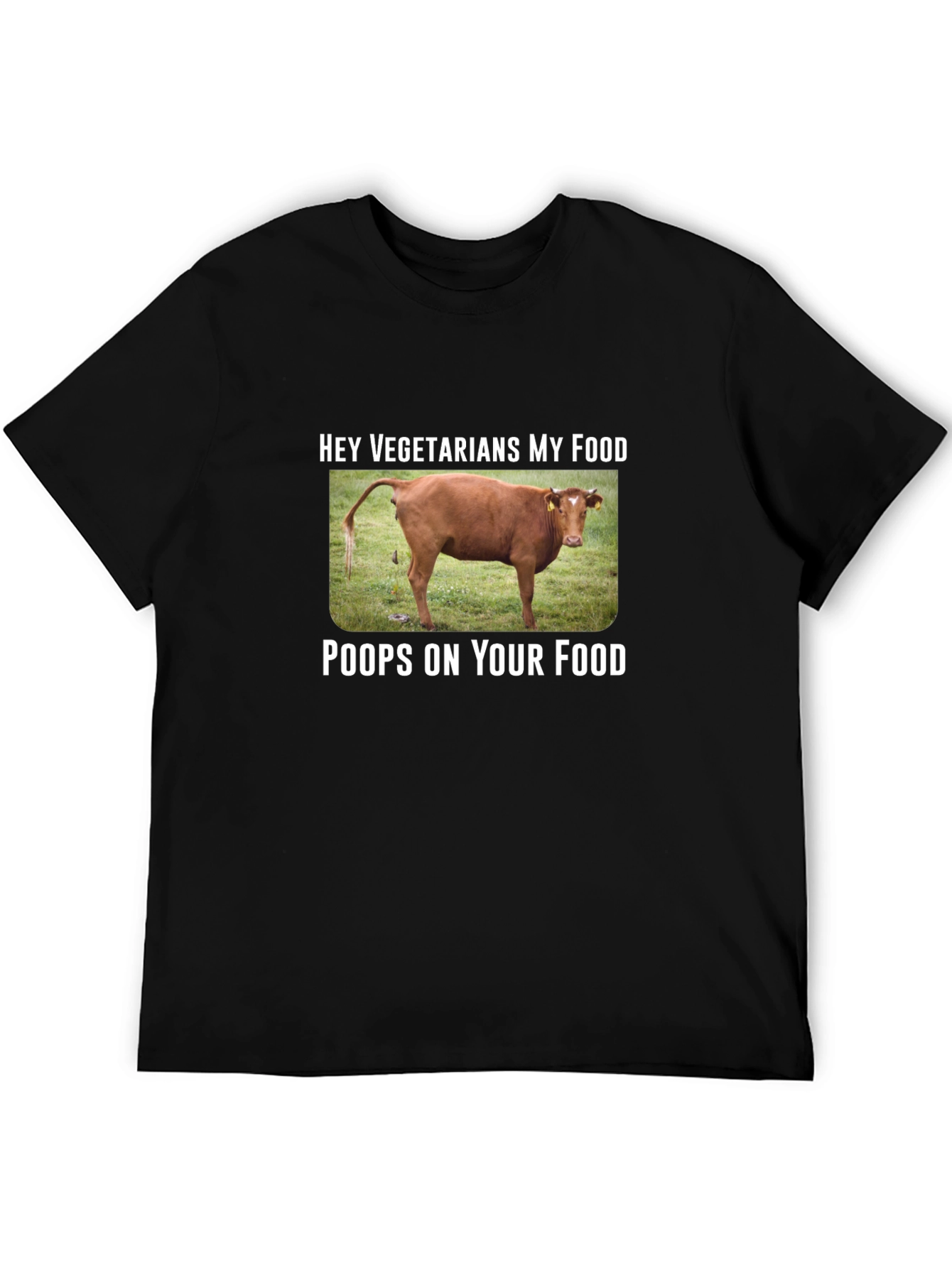 Black Humorous Vegetarian Food T-Shirt view 5