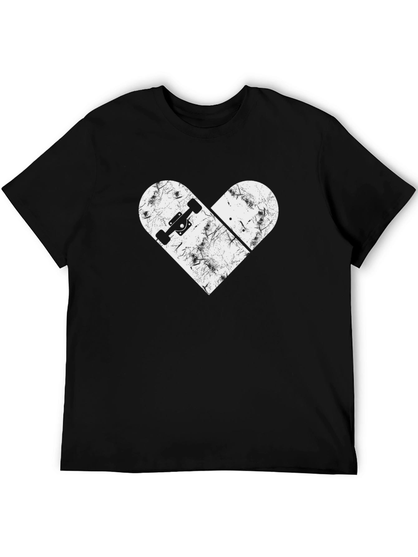 Black Skateboard Heart Graphic Tee - Cool Skater Design view 5