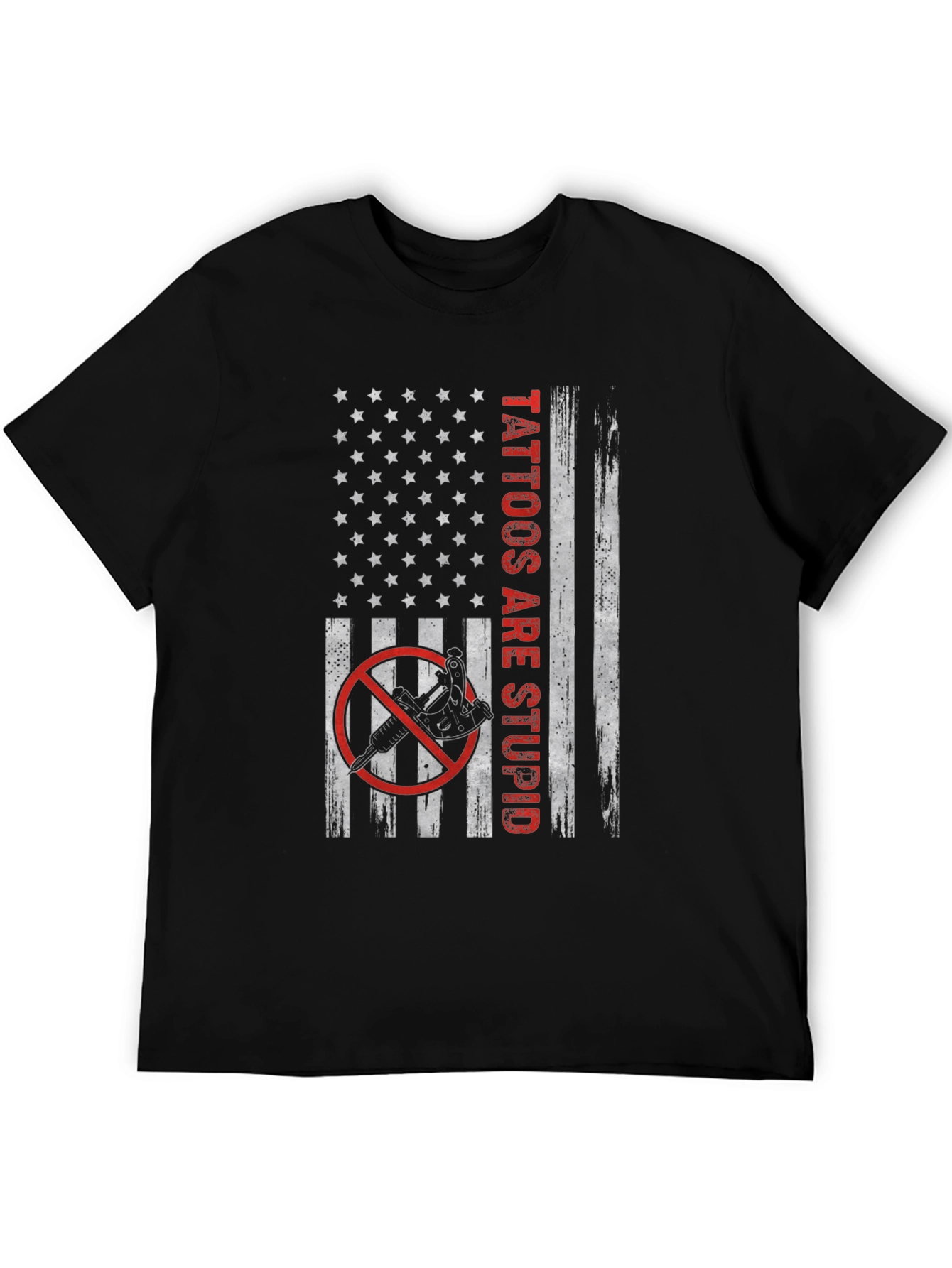 Black Tattoos Are Stupid Graphic T-Shirt - Patriotic Design view 5