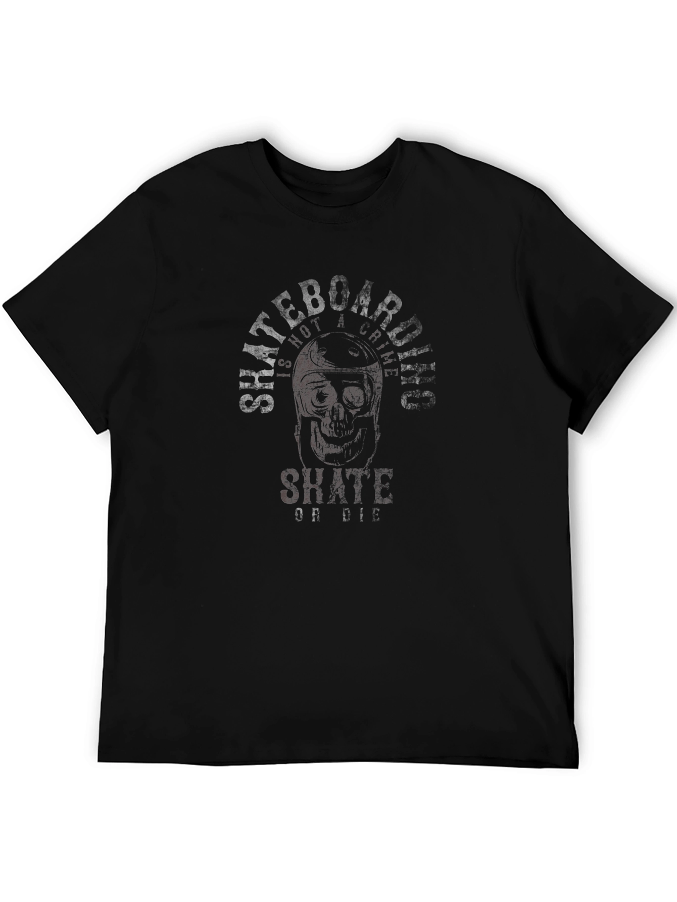 Black Skateboarding Skull Graphic Tee - Skate Or Die view 5