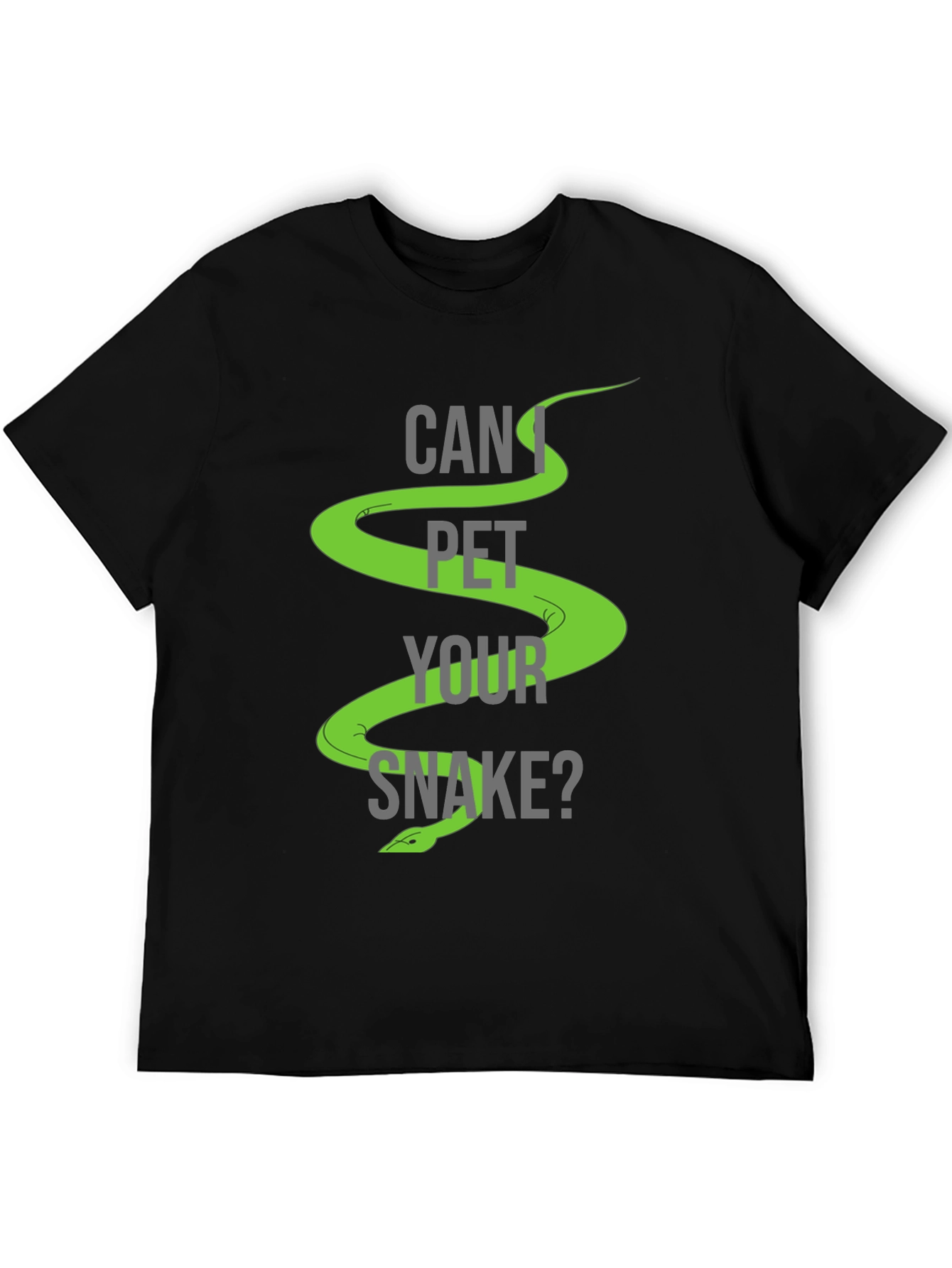 Black Can I Pet Your Snake? Graphic T-Shirt view 5