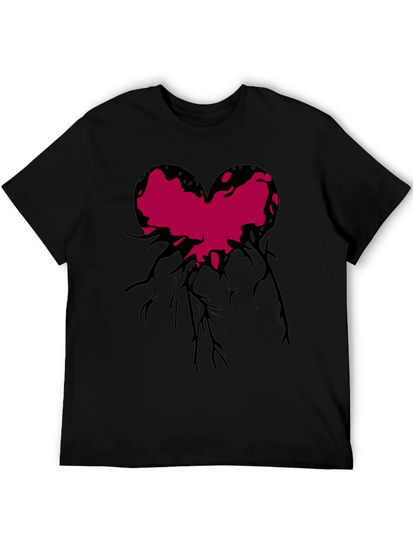 Black Heart Roots Graphic Print Crew Neck T-Shirt view 5