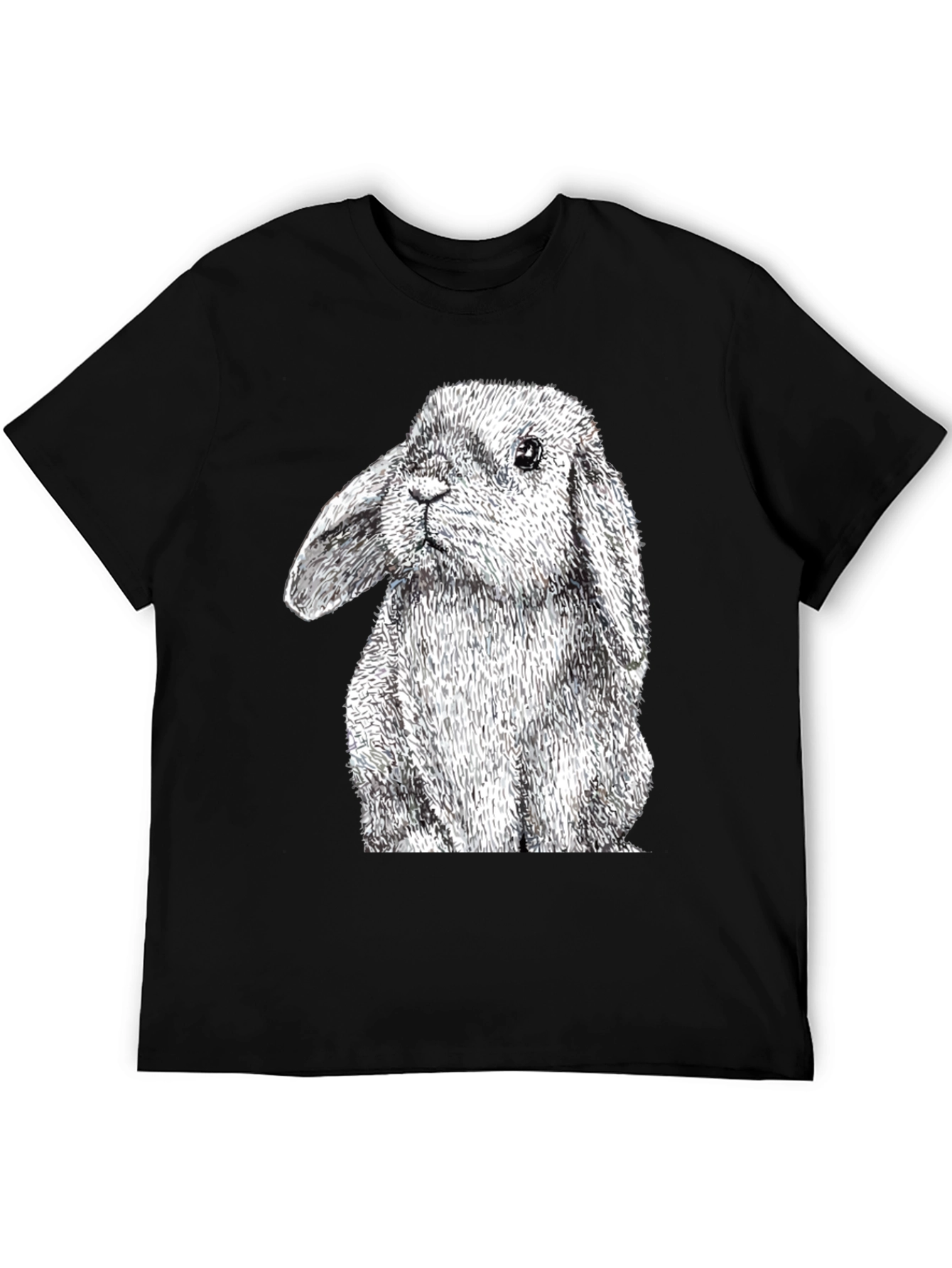 Black Rabbit Graphic Tee - Black Cotton T-Shirt view 5