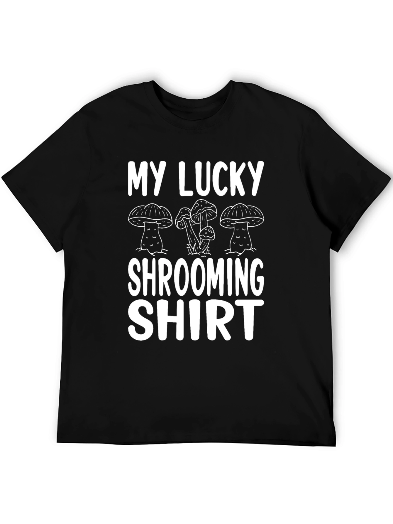 Black My Lucky Shrooming Shirt - Fun Graphic Tee view 5
