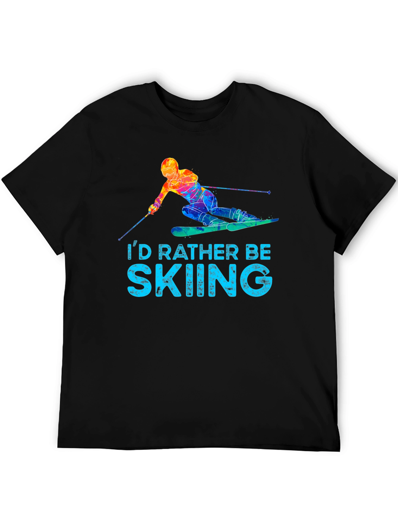 Black I'd Rather Be Skiing T-Shirt - Novelty Graphic Tee view 5