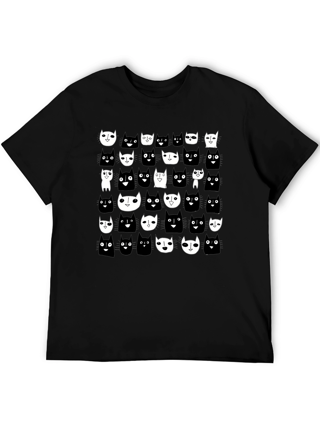 Black Black Cat Pattern T-Shirt view 5