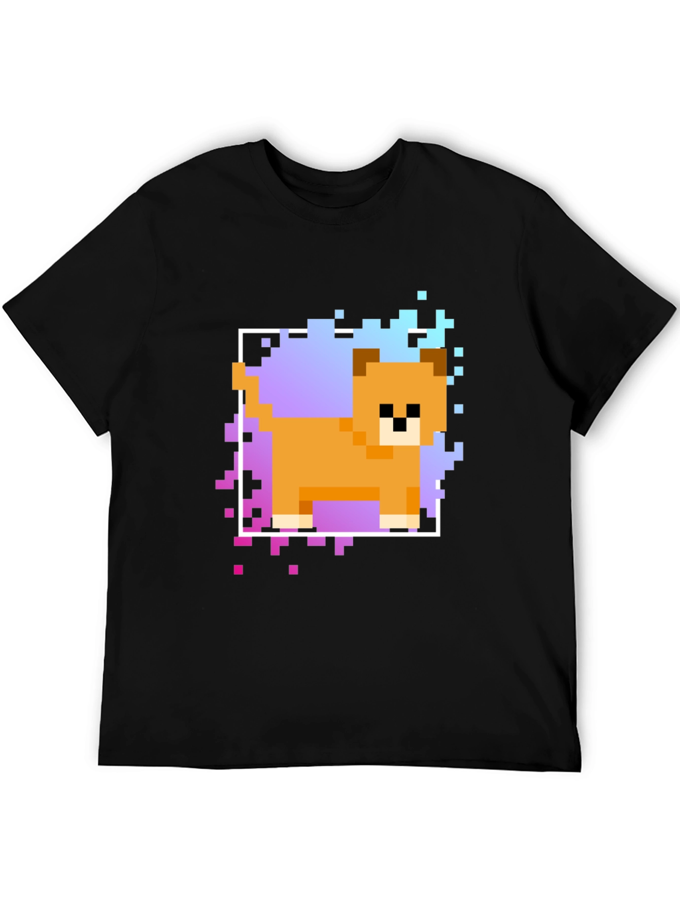Black Pixel Dog Graphic T-Shirt - Trendy Casual Wear view 5