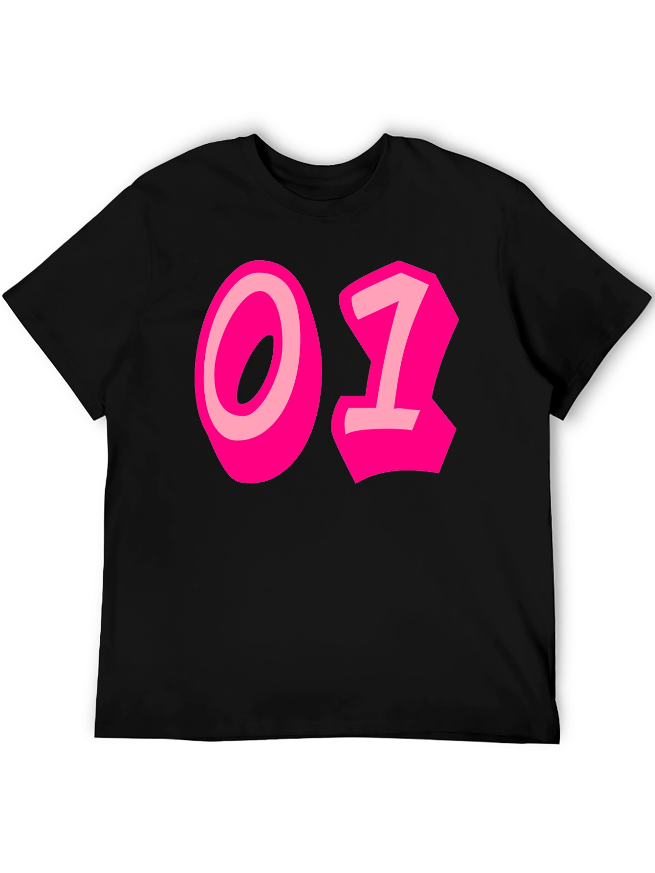 Black Black Tee with Bold Pink "01" Graphic view 5