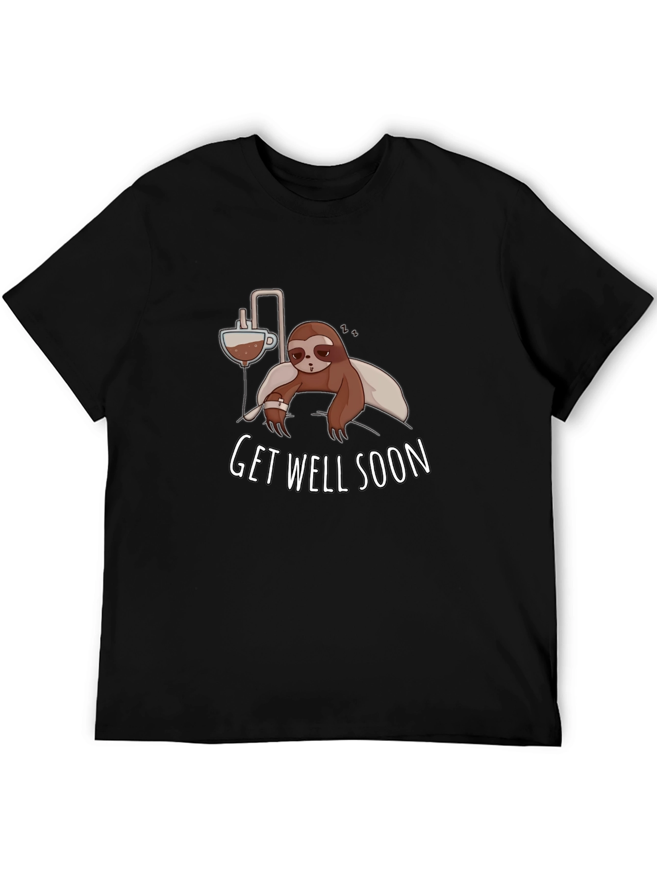 Black Get Well Soon Sloth Graphic T-Shirt view 5