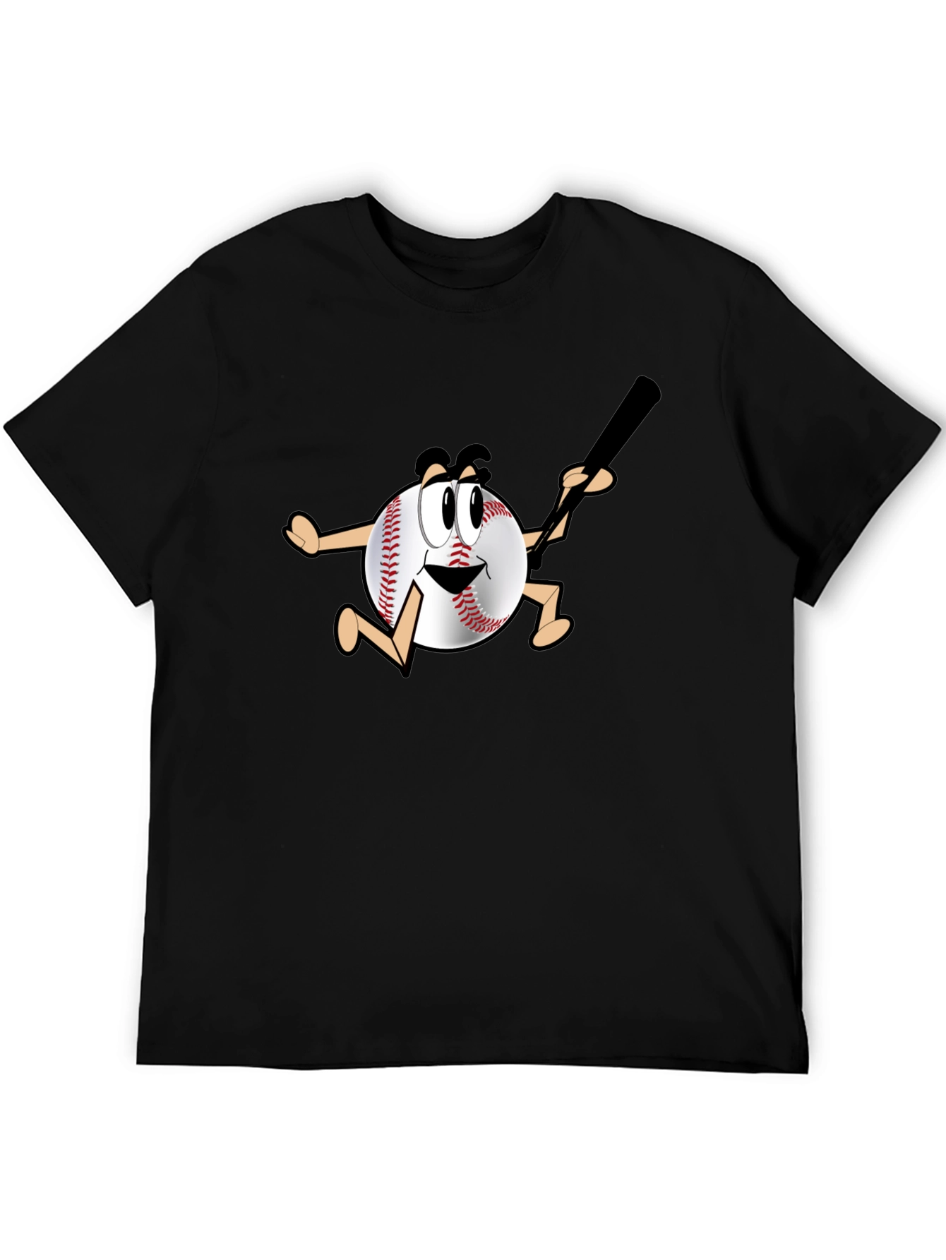 Black Baseball Cartoon T-Shirt view 5