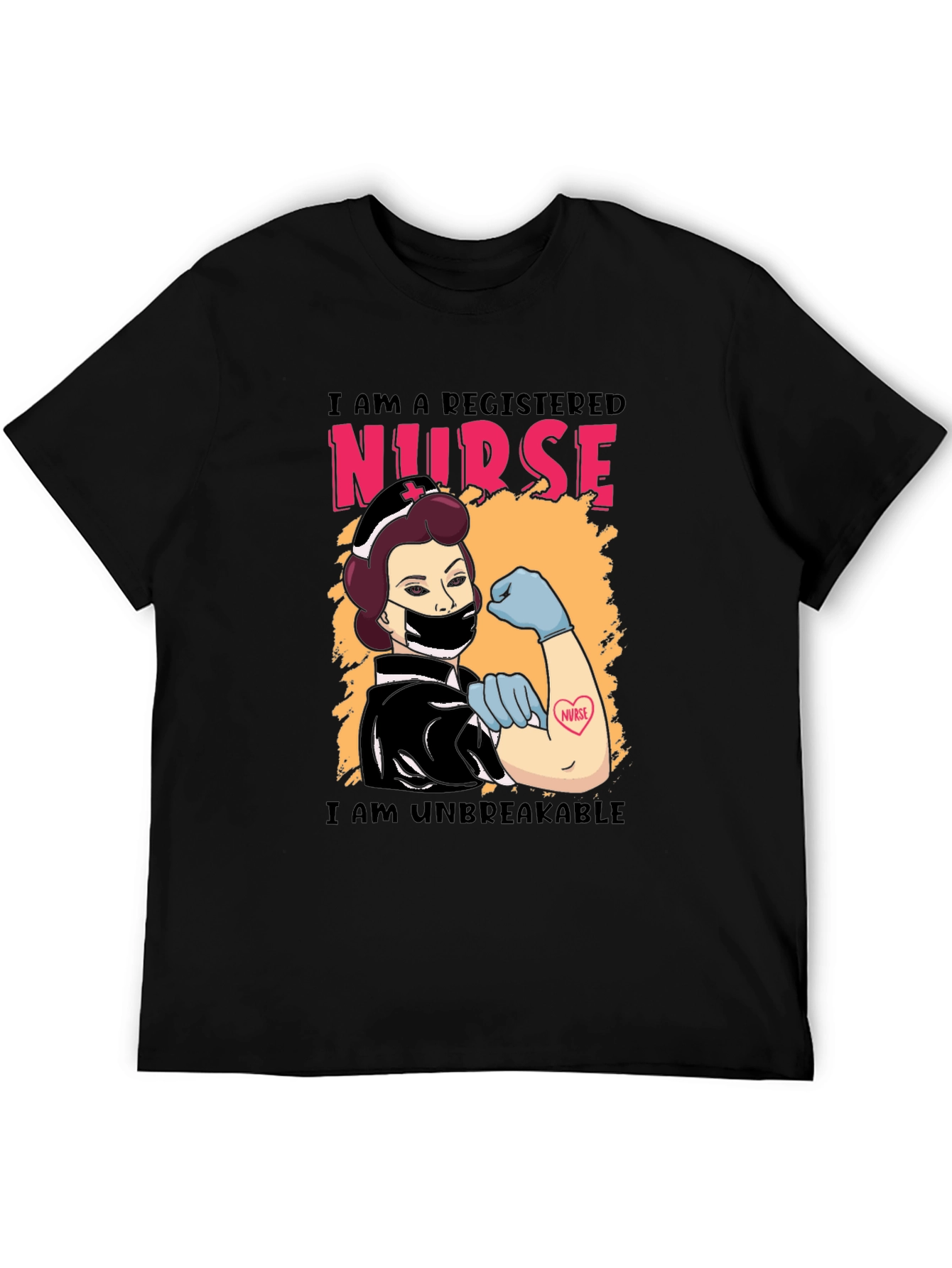 Black Registered Nurse Unbreakable Graphic T-Shirt view 5