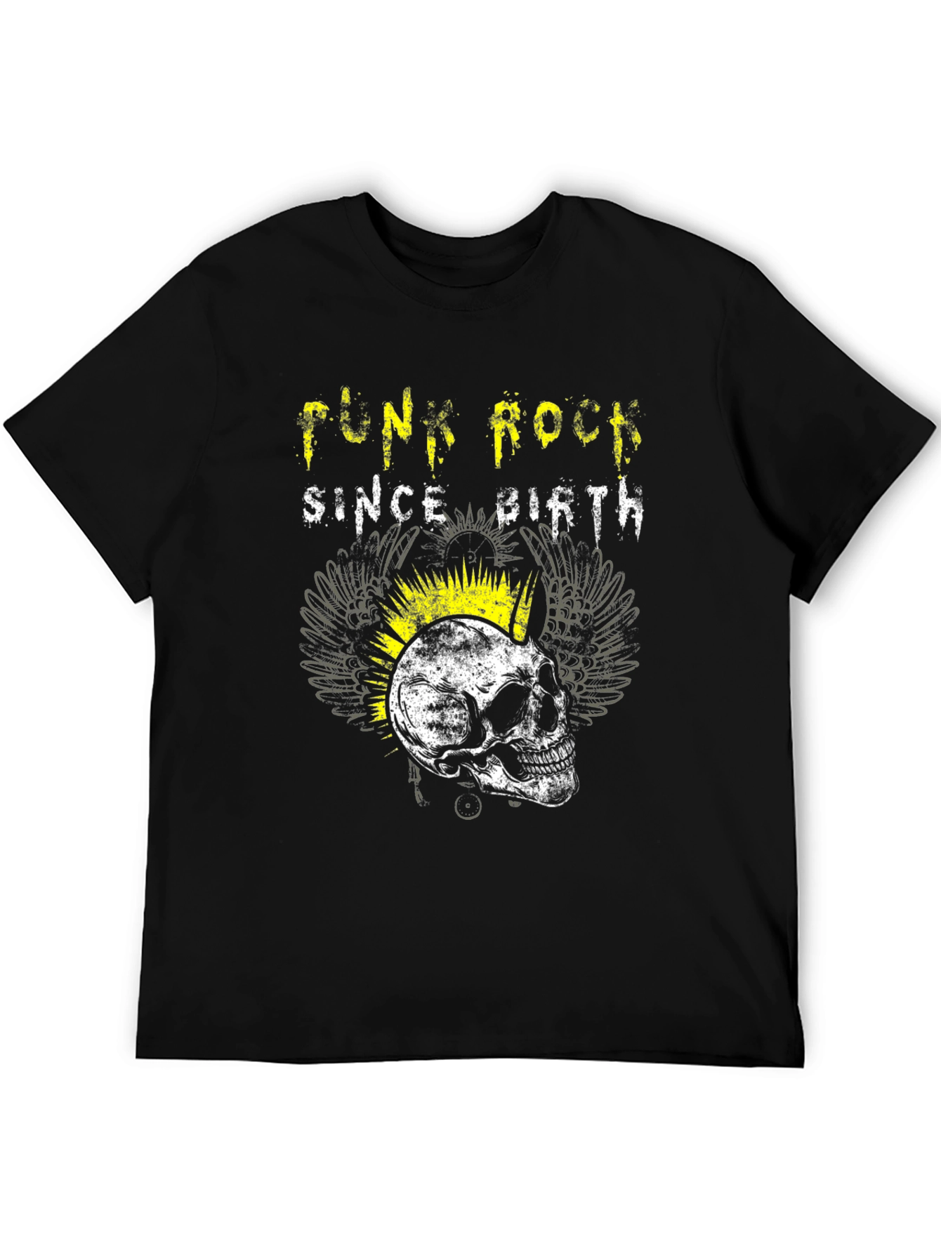 Black Punk Rock Since Birth Skull Graphic Tee view 5