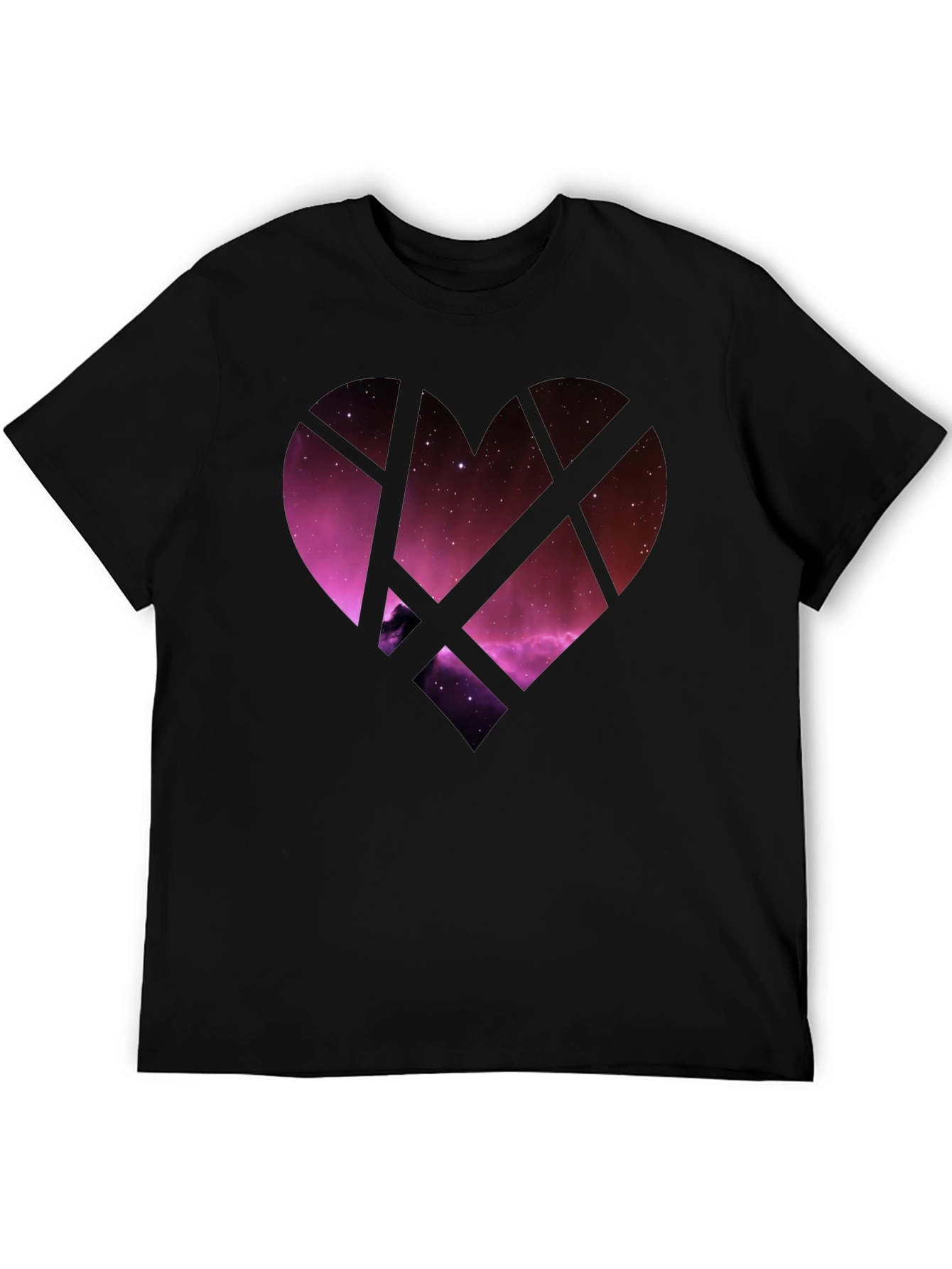 Black Galaxy Heart Graphic Tee - Black Cotton Blend view 5