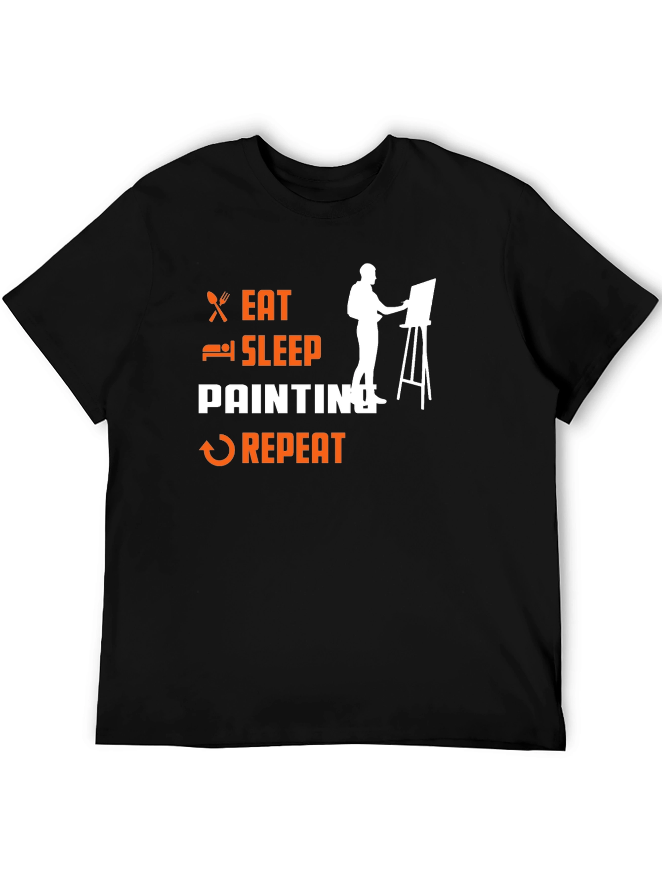 Eat Sleep Painting Repeat Black T-Shirt - 5