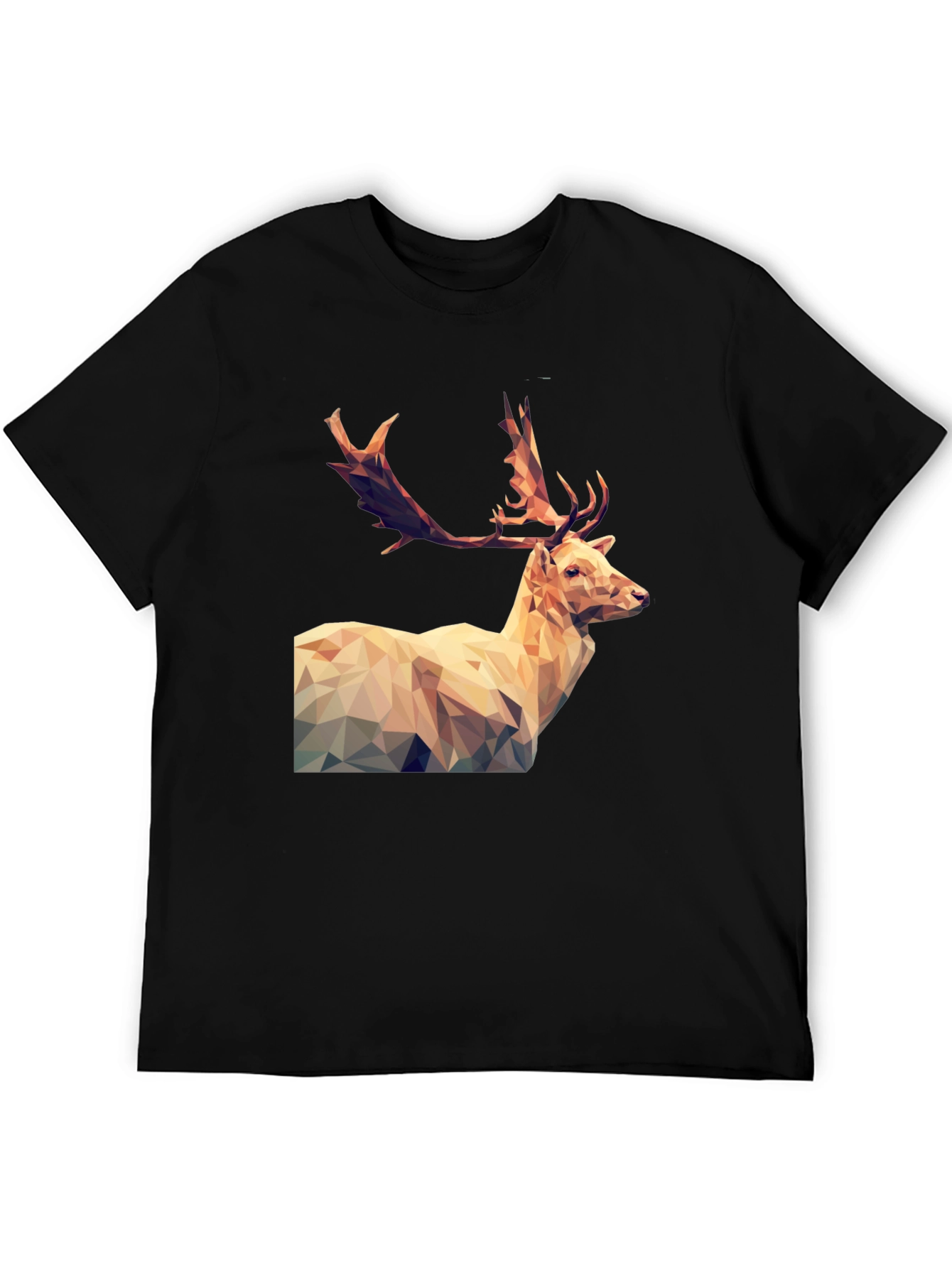 Black Geometric Deer Graphic Tee - Men's Black T-Shirt view 5