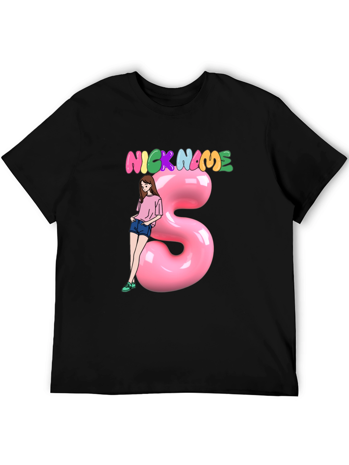 Black Nickname Girl Graphic T-Shirt - Unisex view 5