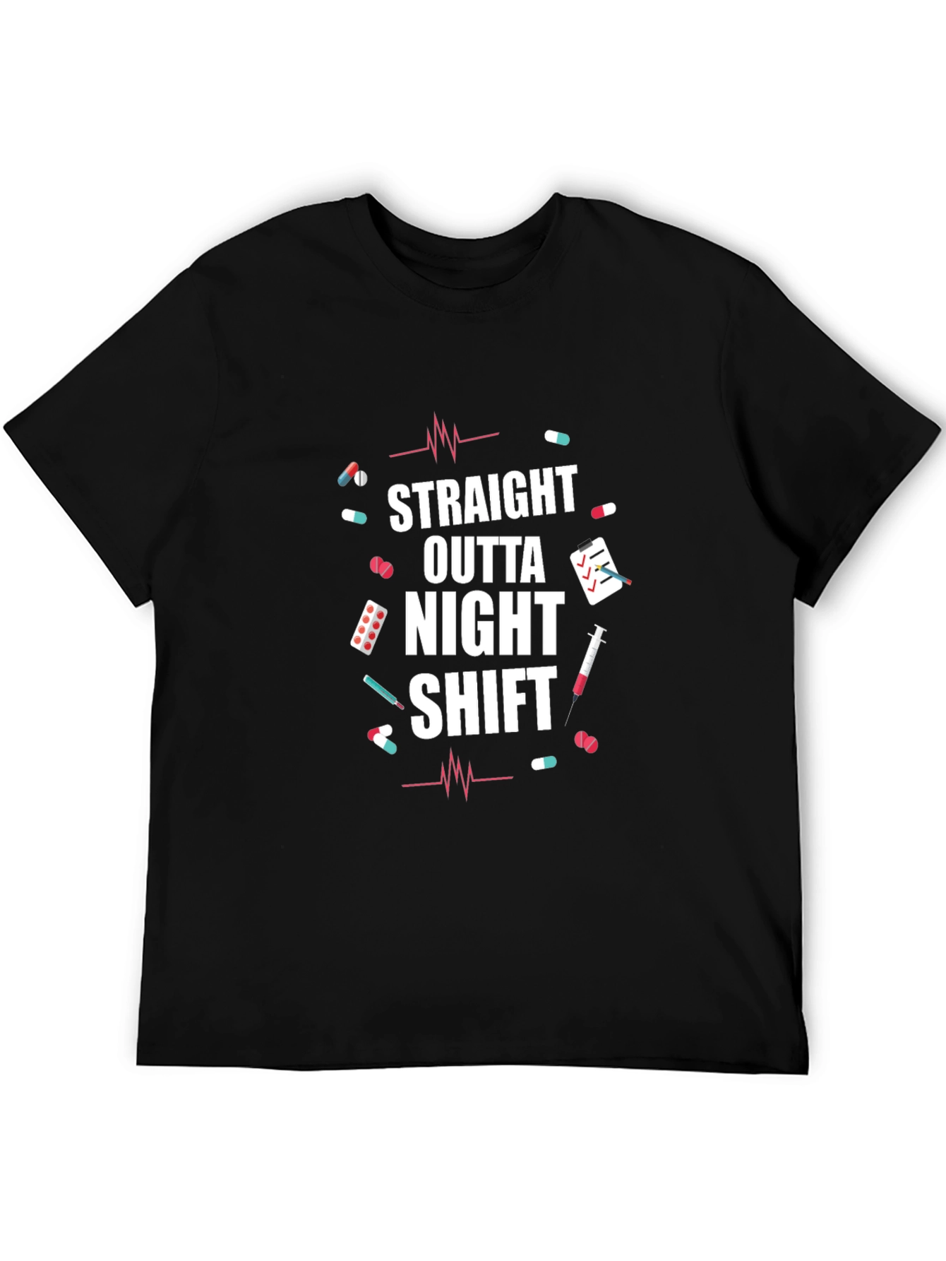 Black Straight Outta Night Shift T-Shirt view 5