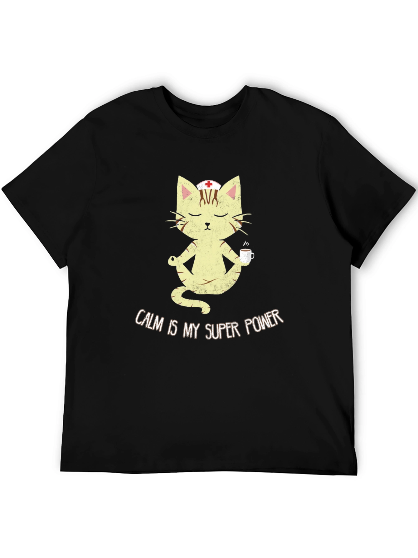 Black Calm is My Superpower Nurse Cat T-Shirt view 5