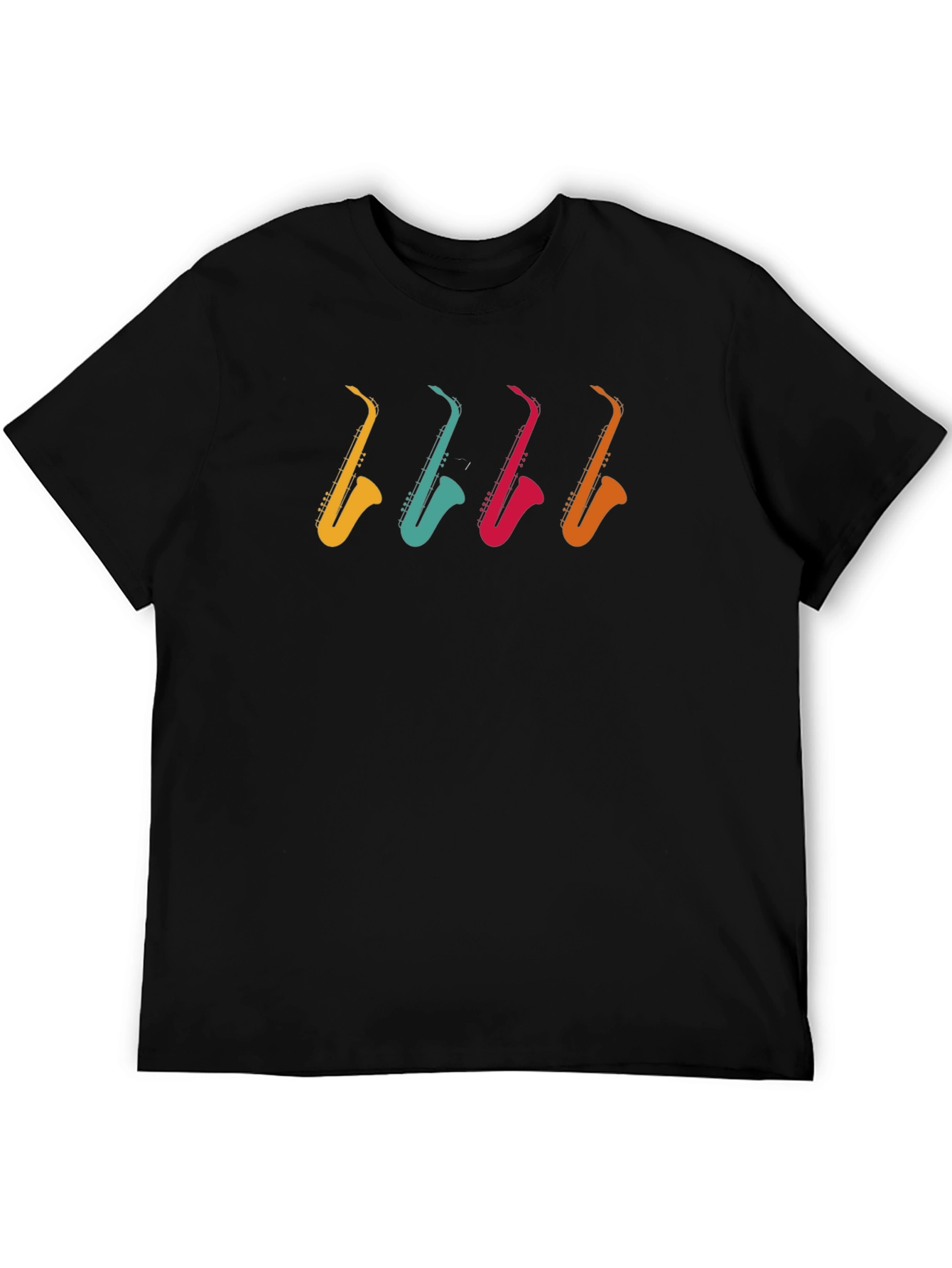 Black Colorful Saxophone Graphic Tee - Music Lover Shirt view 5