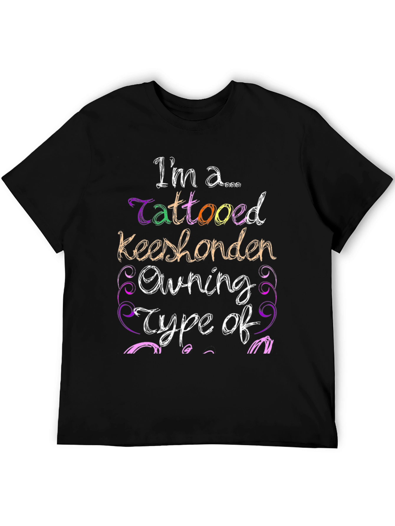 Black Tattooed Keeshonden Owning Type T-Shirt view 5