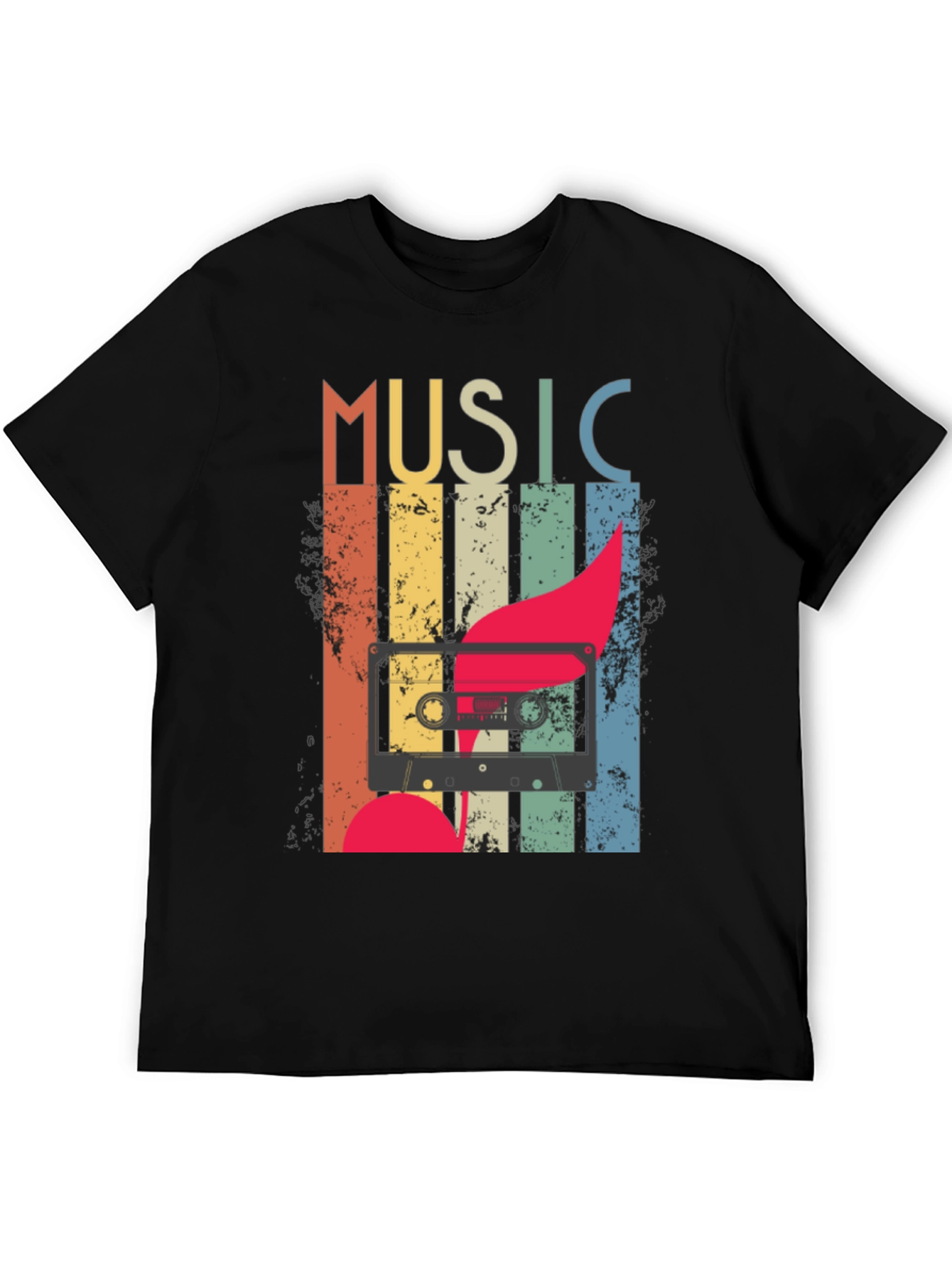 Black Retro Music Cassette T-Shirt - Vintage Style Tee view 5