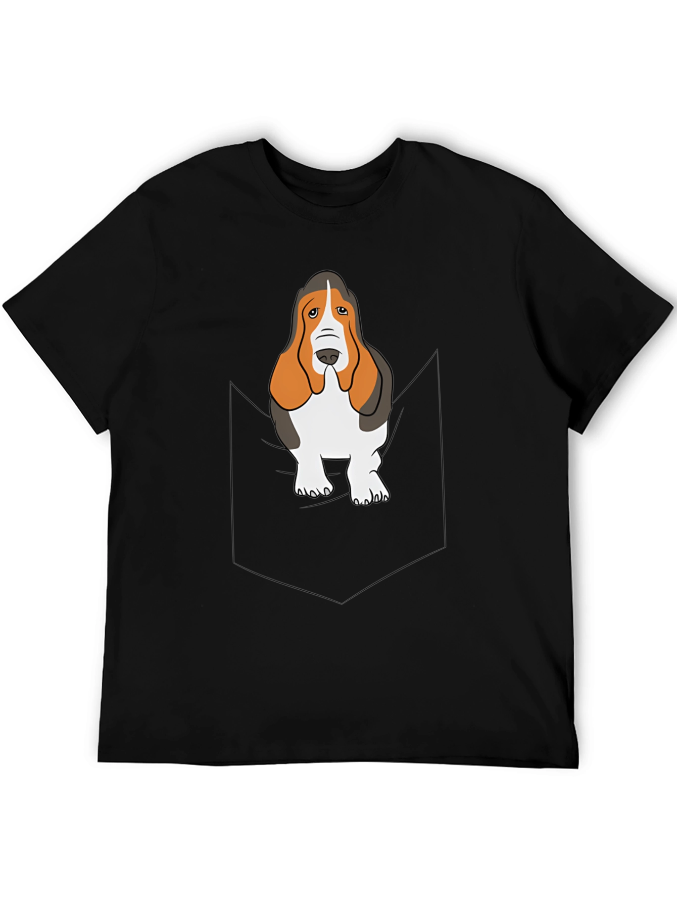 Black Basset Hound Pocket T-Shirt - Dog Lover Tee view 5