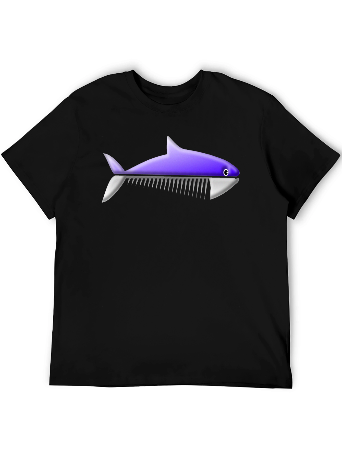 Black Novelty Shark Comb T-Shirt - Unique Graphic Tee view 5