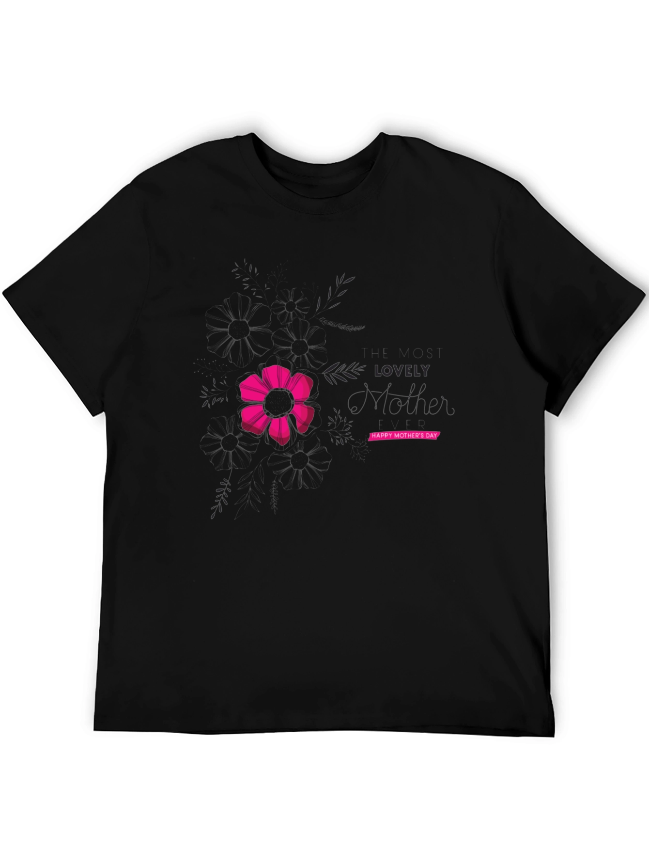 Black Lovely Mother's Day Black Graphic T-Shirt view 5