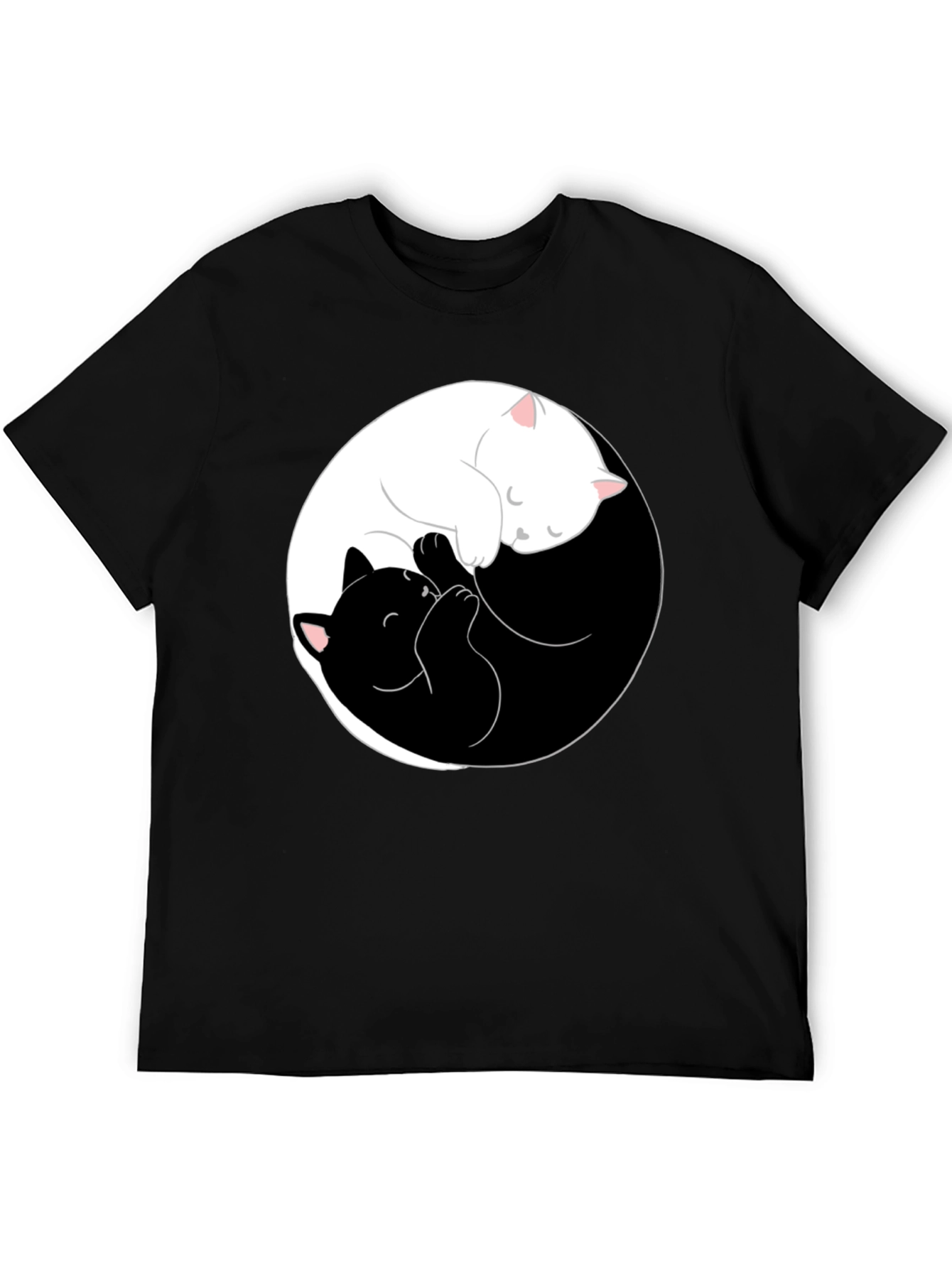 Black Yin Yang Cats T-Shirt - Black view 5