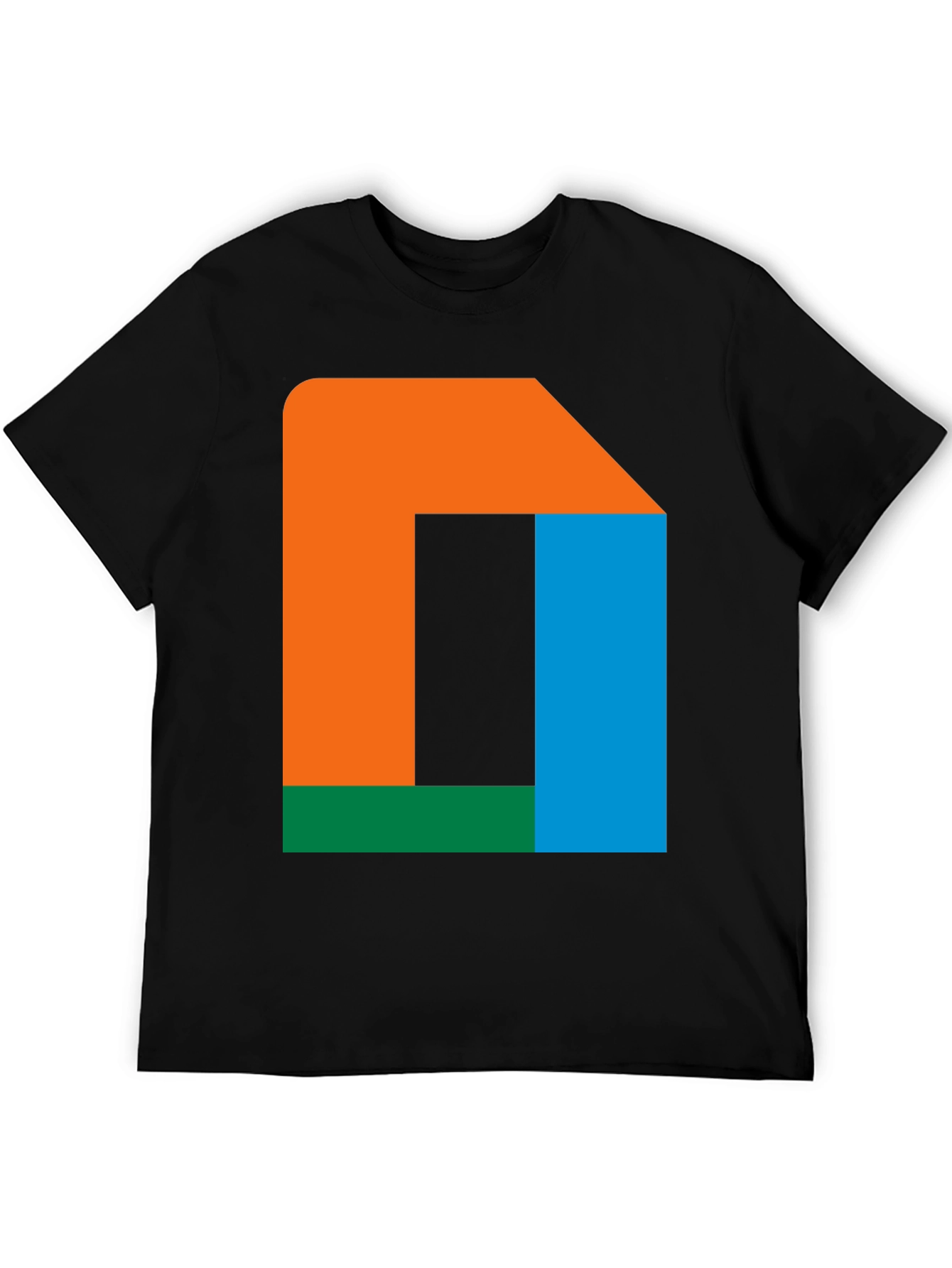 Black Abstract Color Block T-Shirt - Modern Geometric Design view 5
