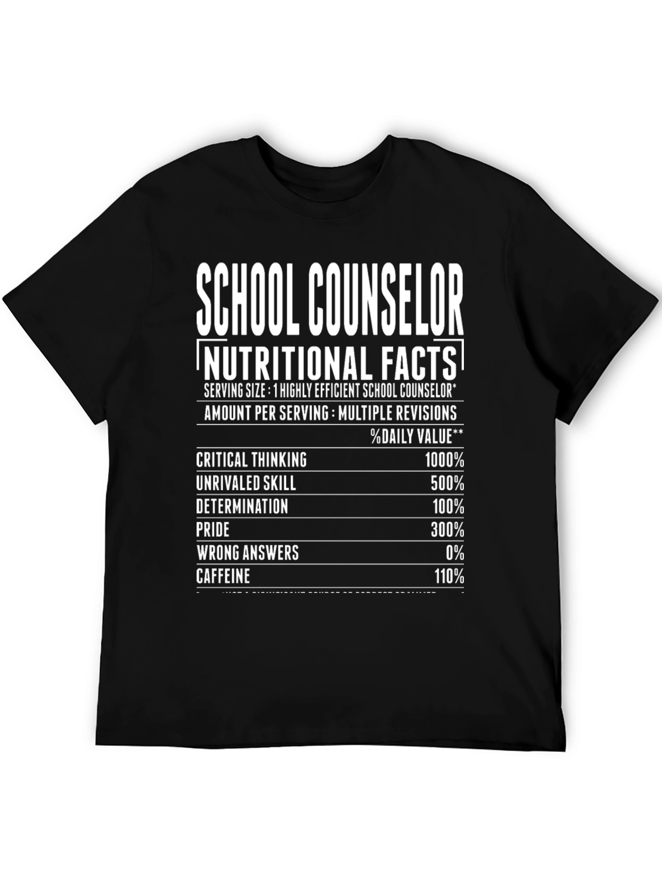 Black School Counselor Nutritional Facts T-Shirt view 5