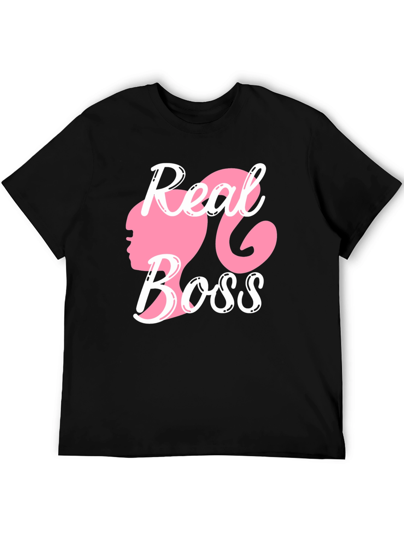 Black Real Boss T-Shirt Pink Silhouette view 5