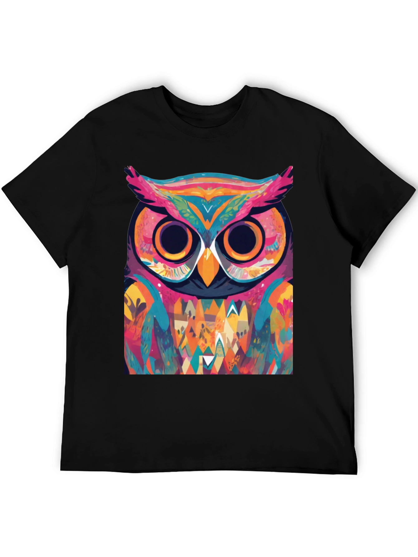 Black Abstract Owl Graphic Tee - Cool Colorful Design view 5