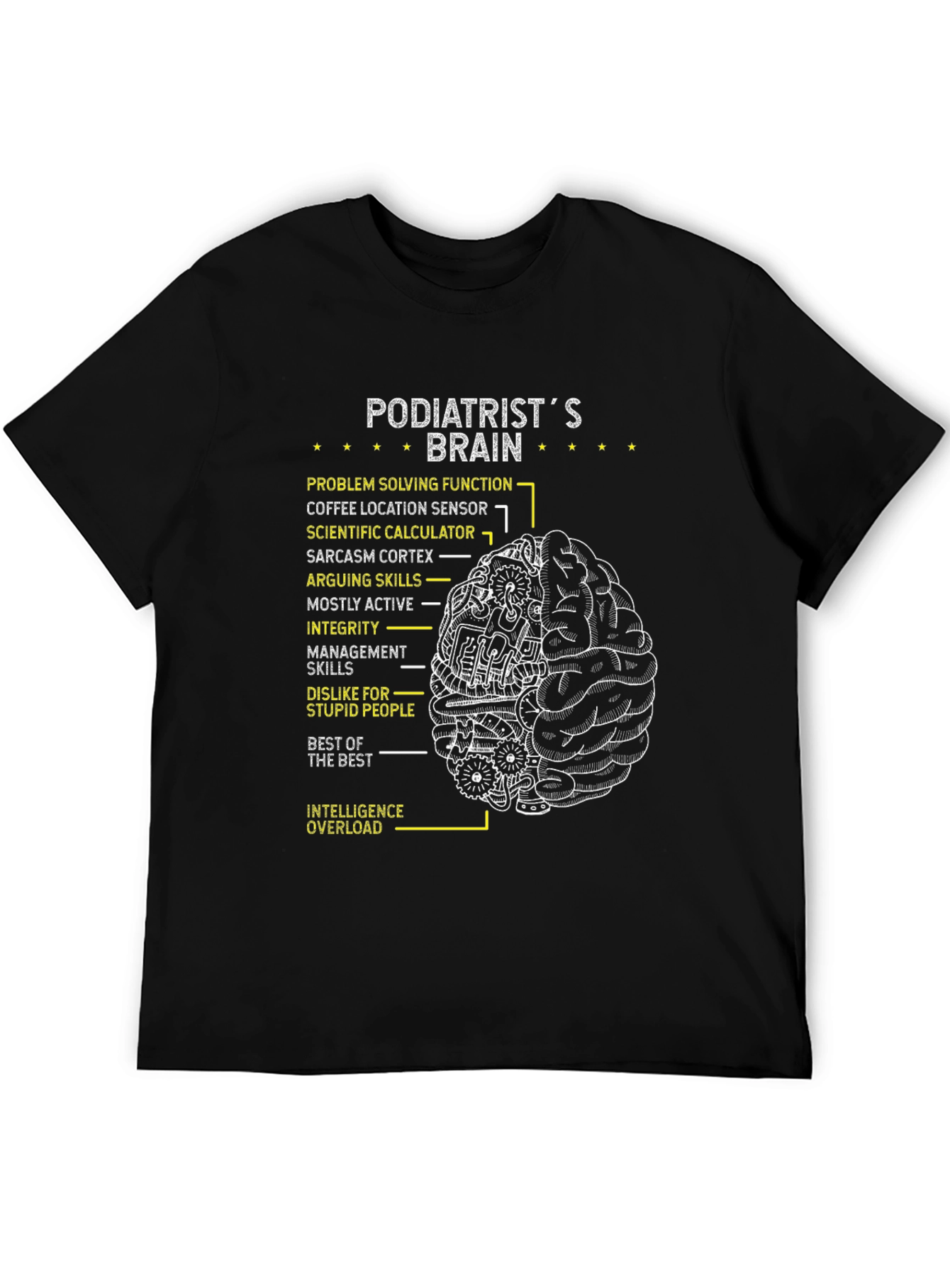 Black Podiatrist's Brain T-Shirt - Funny Medical Tee view 5