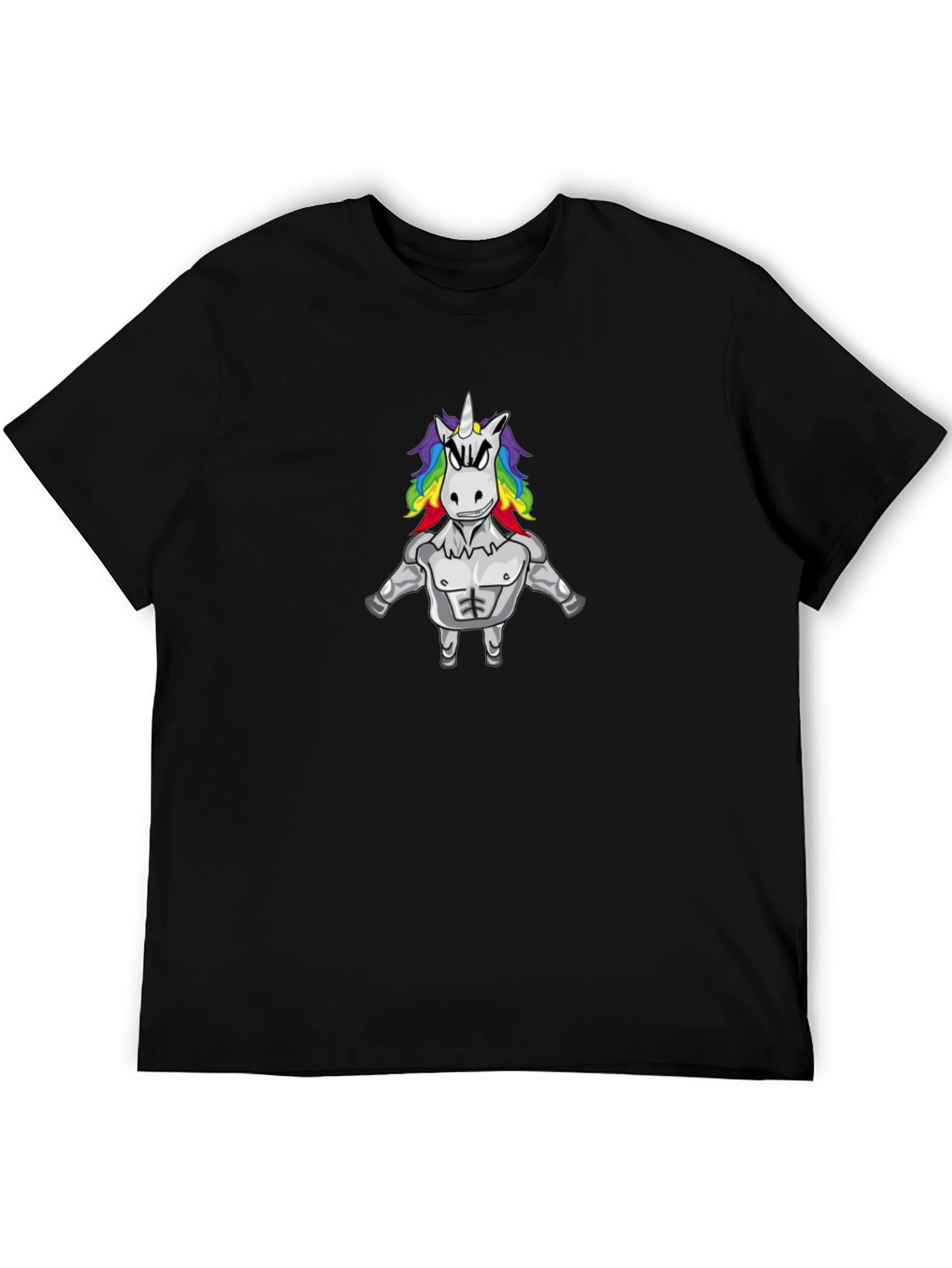 Black Buff Unicorn T-Shirt - Gym Humor, Rainbow Mane view 5