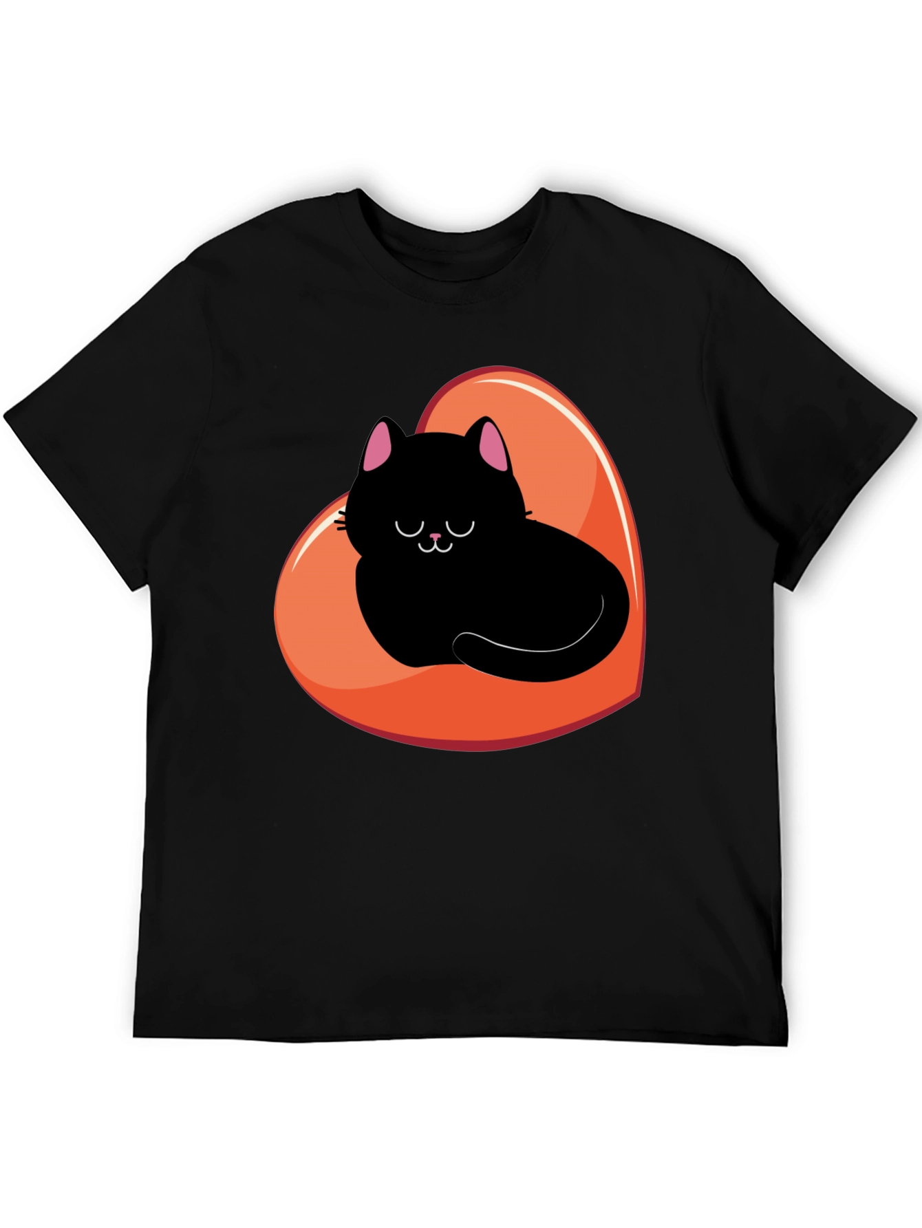Black Black Cat Heart Graphic Tee view 5