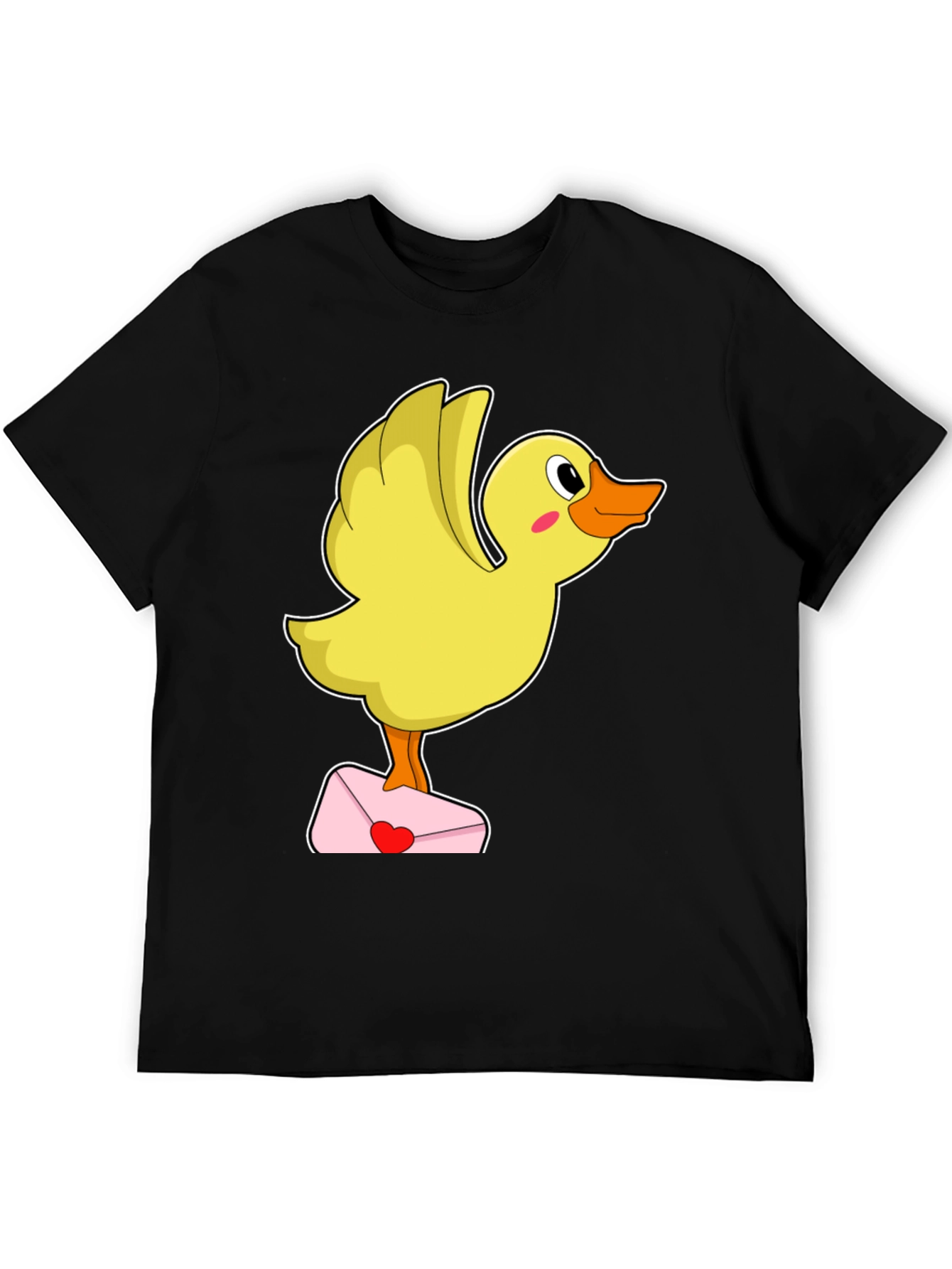 Black Duck with Love Letter T-Shirt - Cute Valentine's Day Gift! view 5