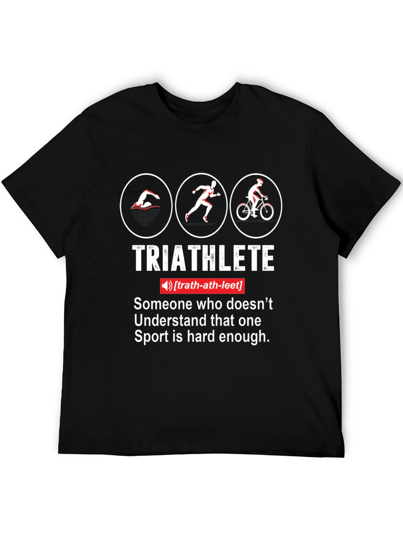 Black Triathlete Definition Graphic T-Shirt - Funny Triathlon Gift for Athletes view 5