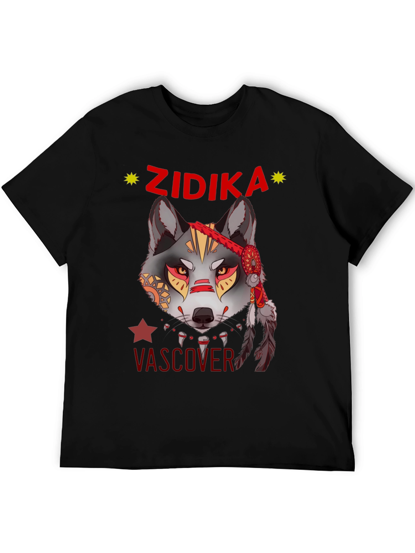 Black Wolf Graphic Print T-Shirt - Zidika Vascover Design view 5