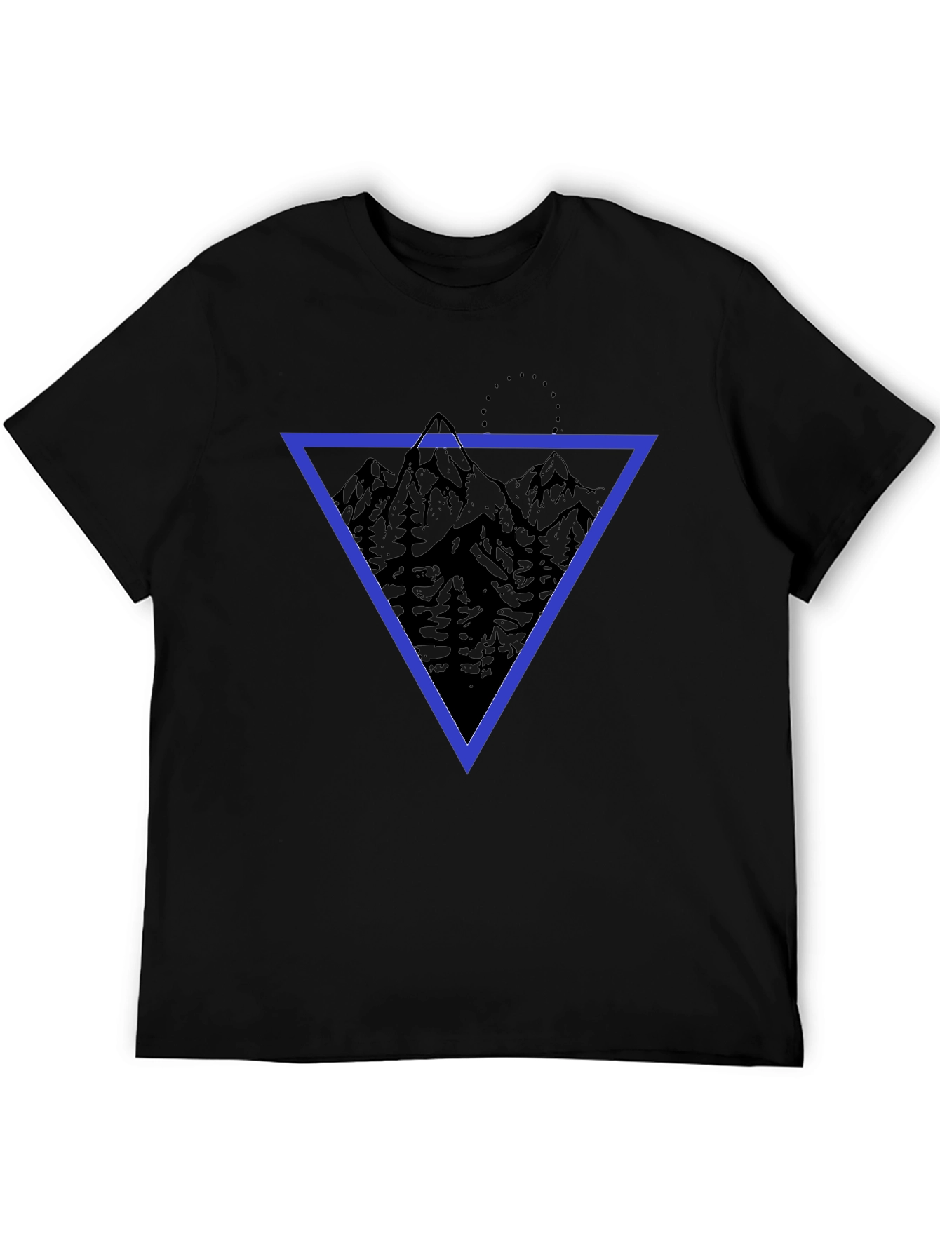 Black Geometric Mountain Print T-Shirt view 5