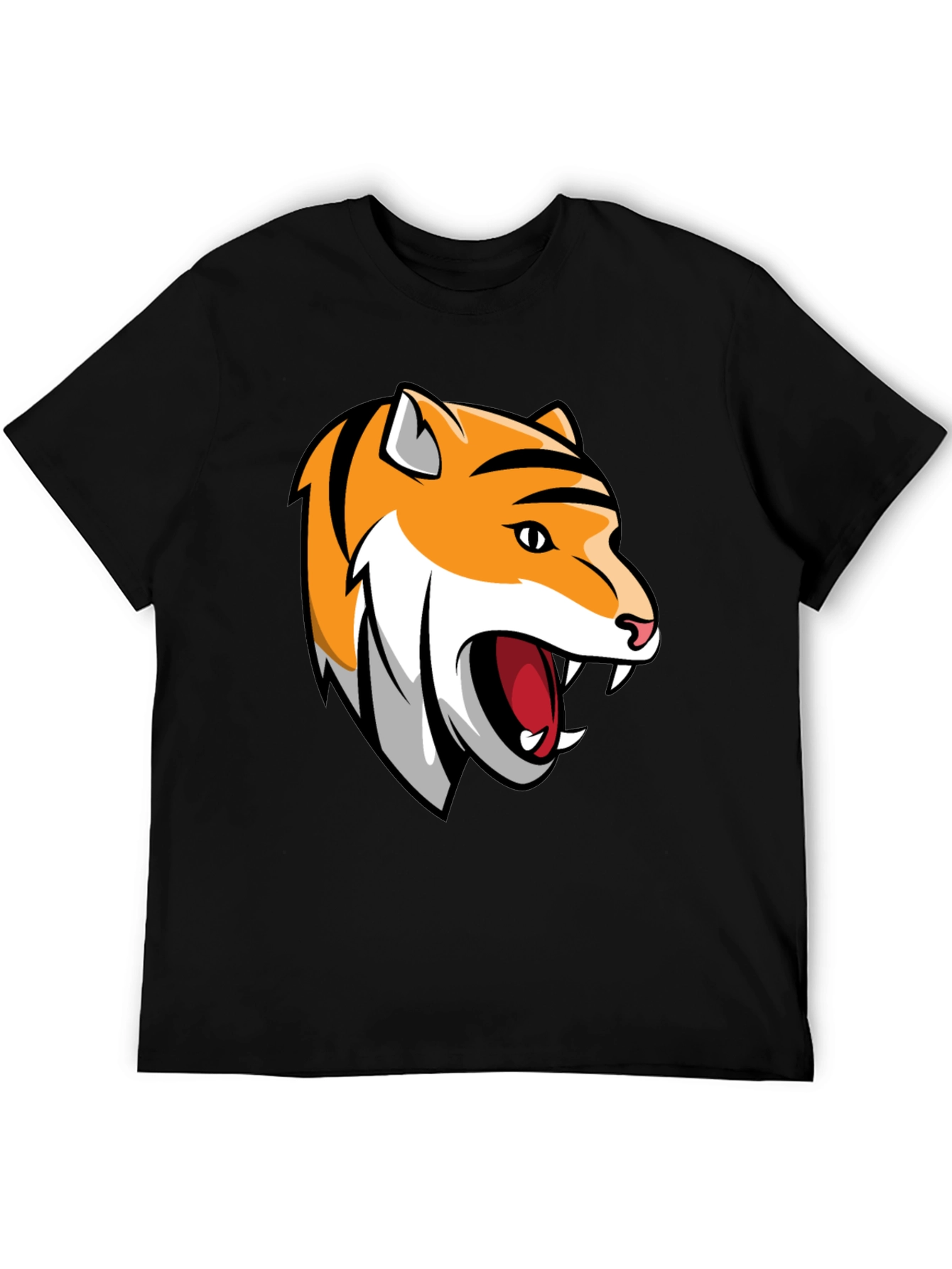 Black Roaring Tiger Graphic Tee - Black Cotton T-Shirt view 5